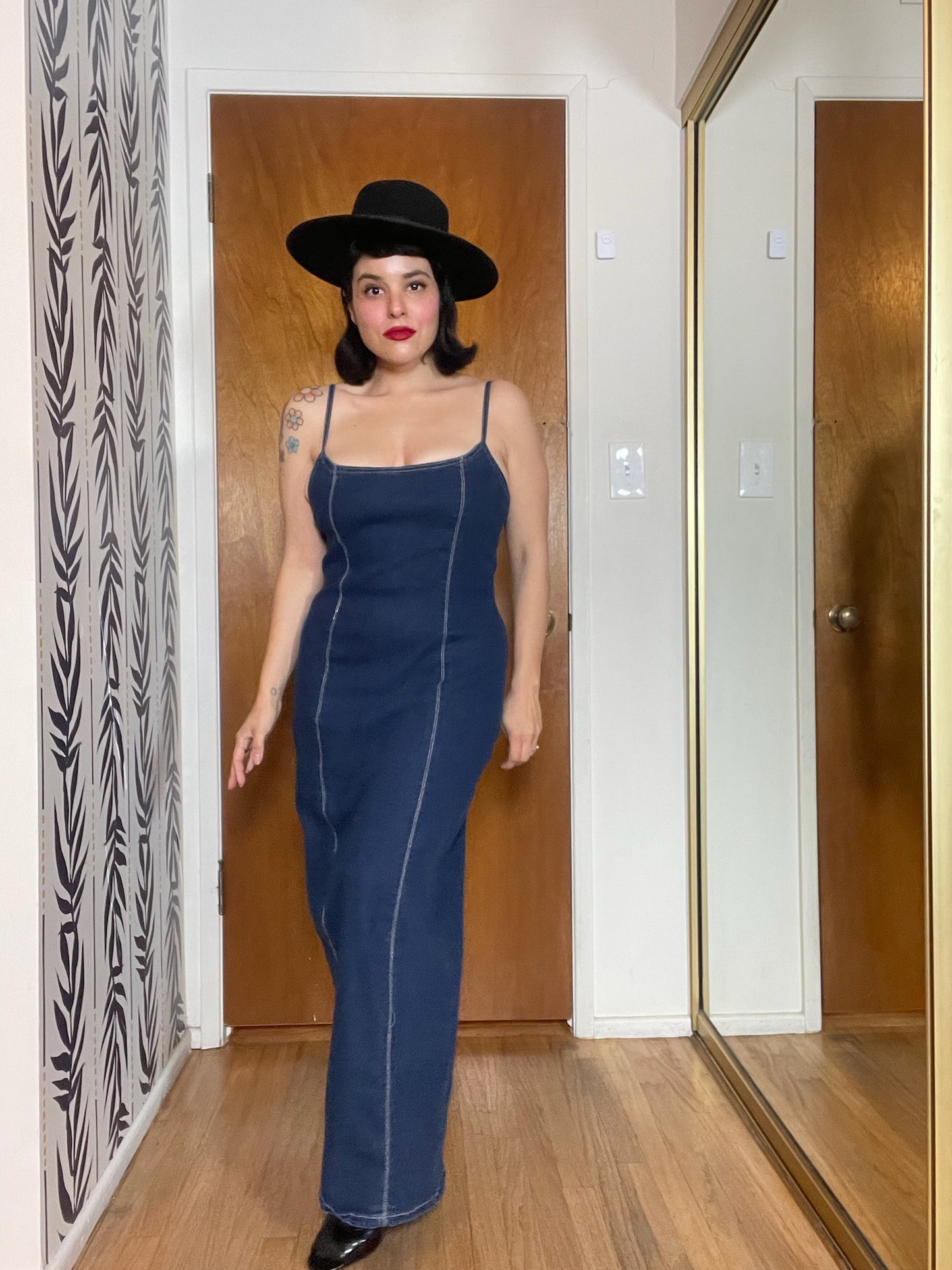 Vintage 90s Y2K Denim Maxi Dress - Best Fits Size S-L