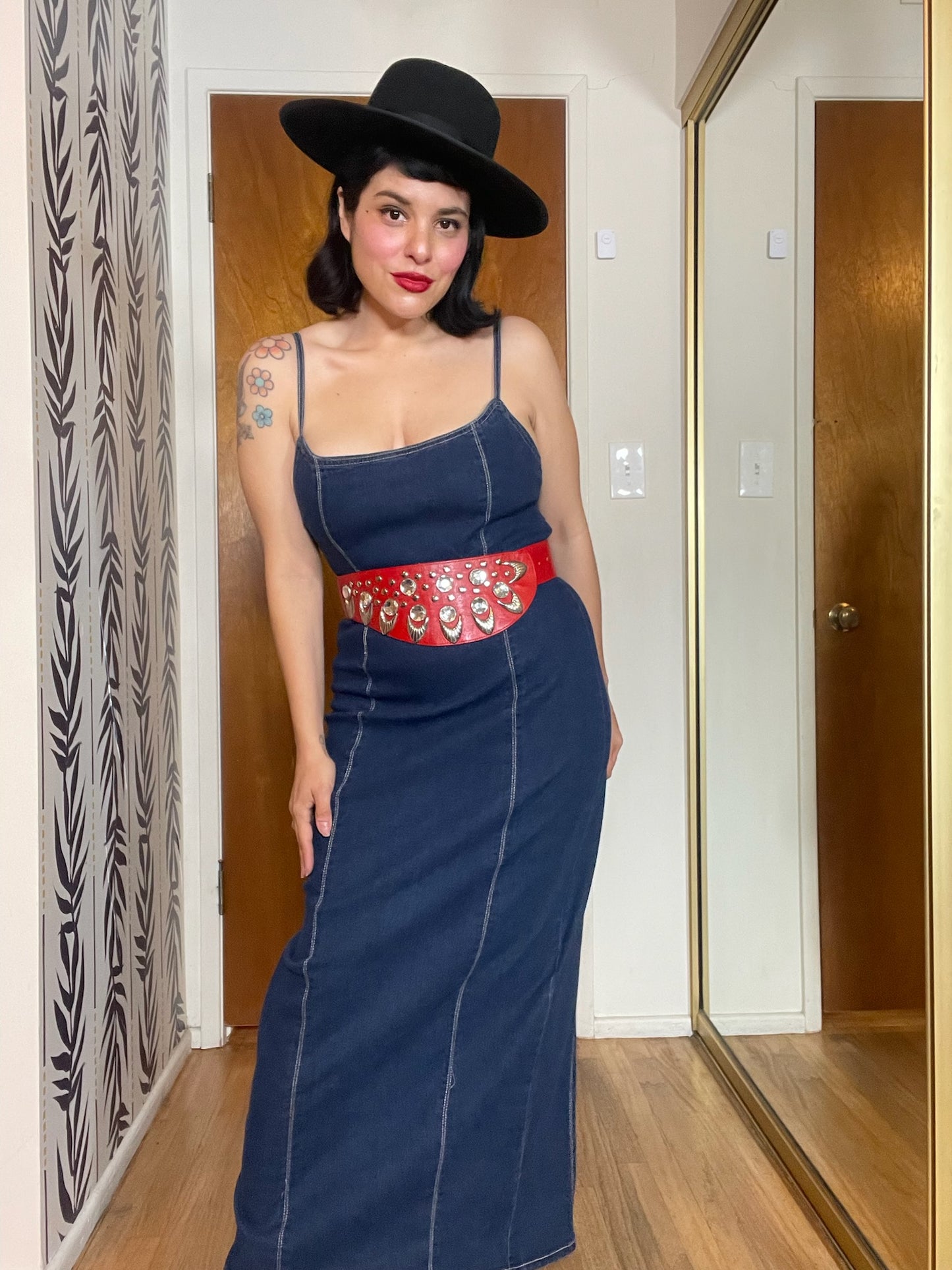 Vintage 90s Y2K Denim Maxi Dress - Best Fits Size S-L