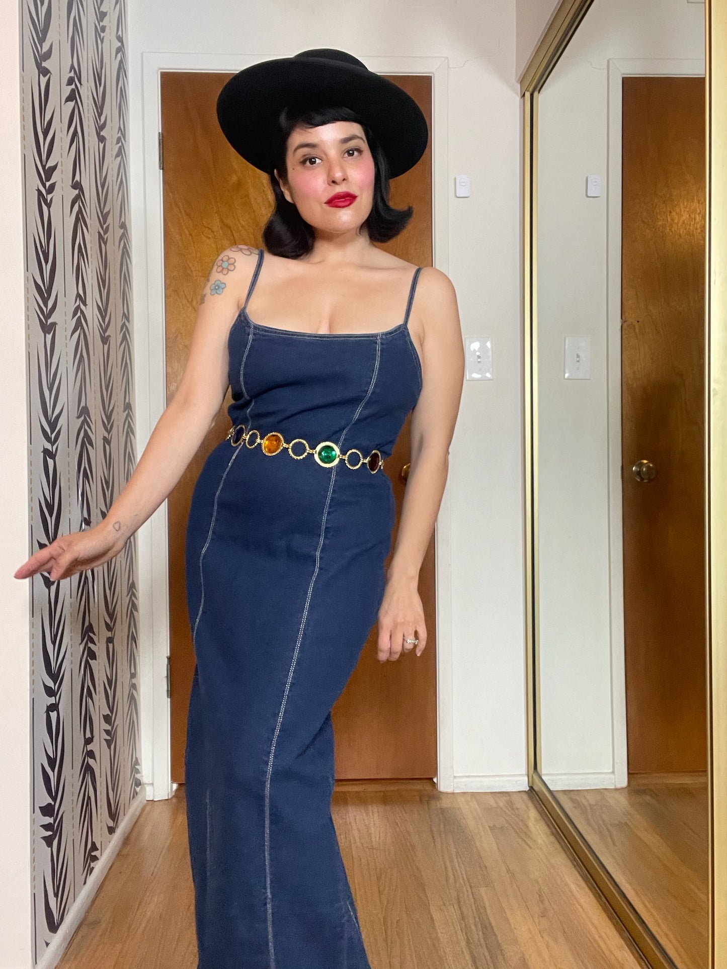 Vintage 90s Y2K Denim Maxi Dress - Best Fits Size S-L