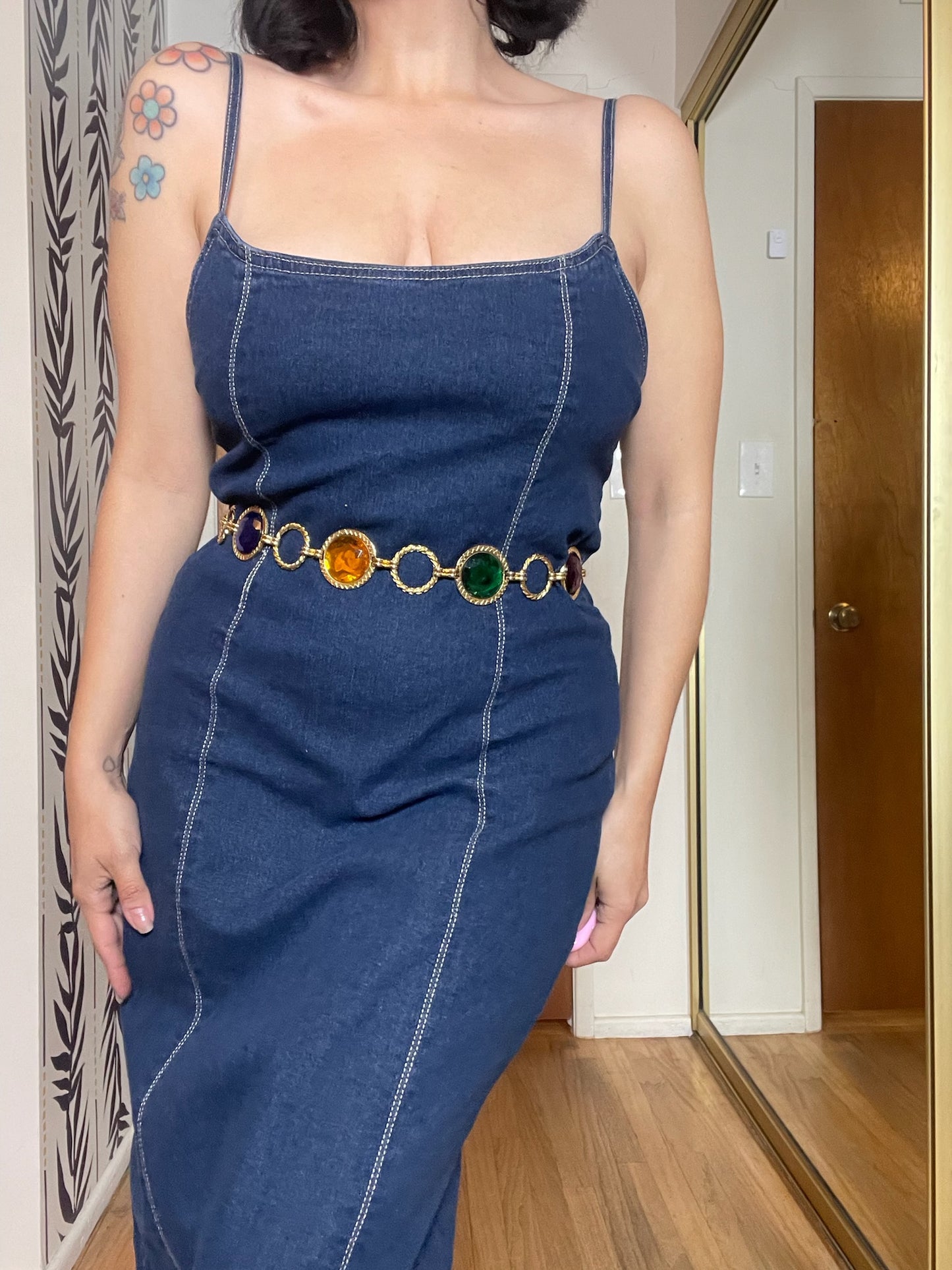 Vintage 80s Gem Medallion Belt - Best Fits Size XS-M, Possibly L