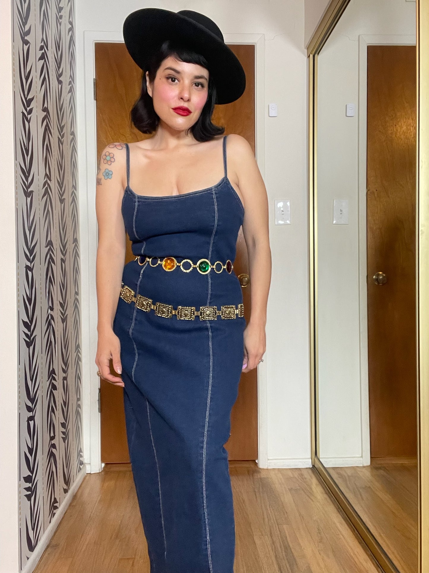 Vintage 90s Y2K Denim Maxi Dress - Best Fits Size S-L