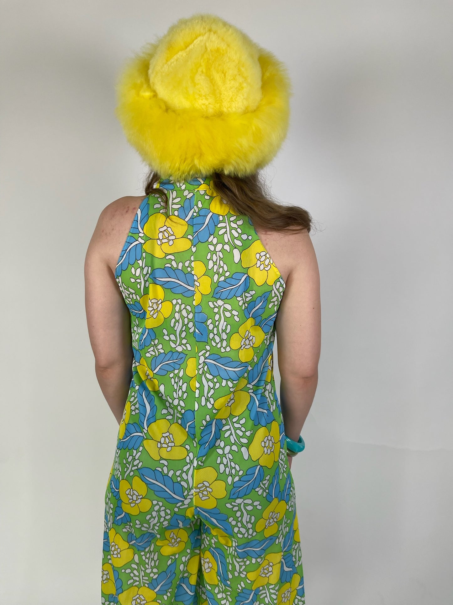 Vintage 60s 70s Nylon Flower Print Jumpsuit - Best Fits Size XS-M