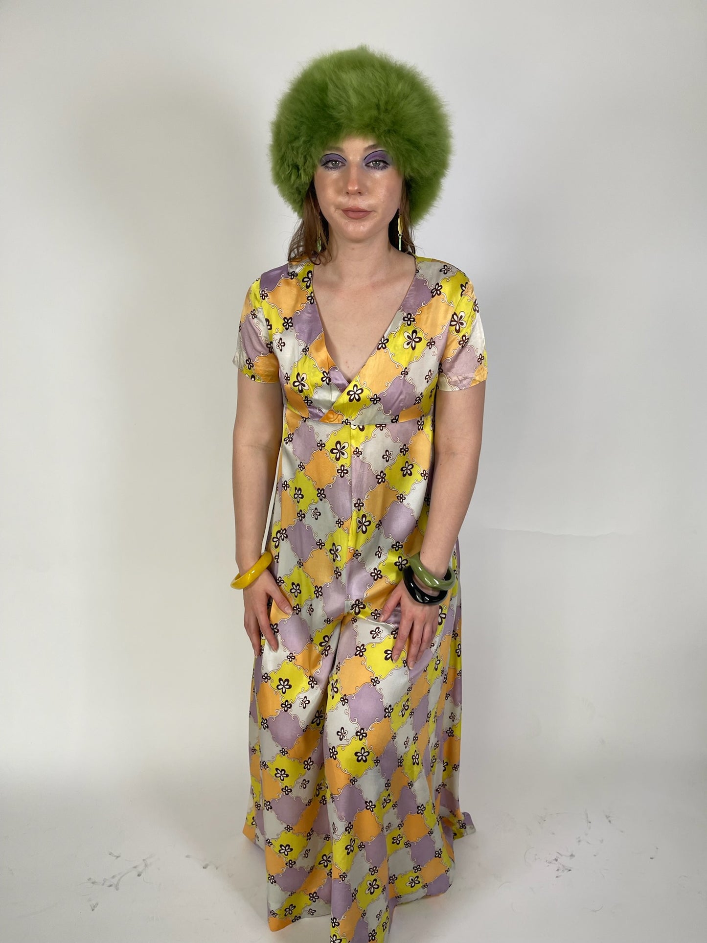 Vintage 60s 70s Groovy Print Jumpsuit - Best Fits Size S-M