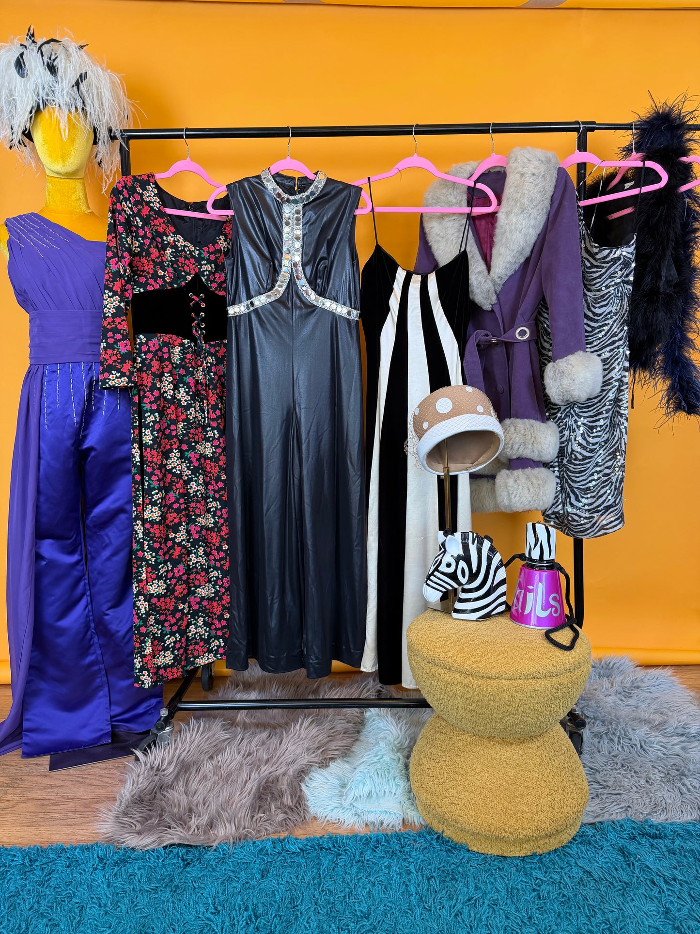 Vintage 80s/ 90s Black & White Velvet Illusion Gown Fits S-M