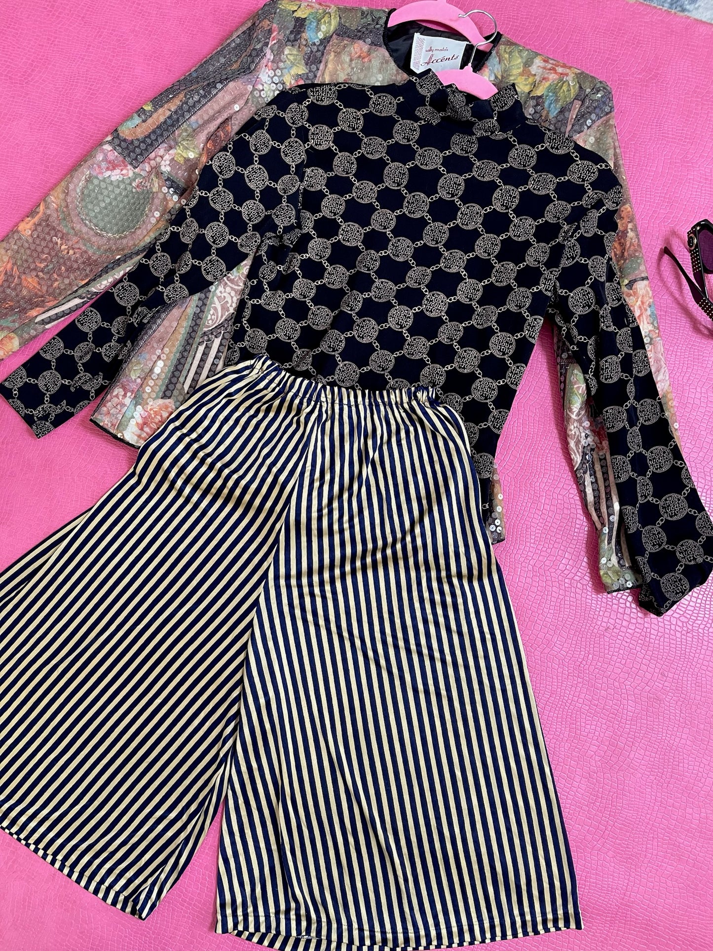 Vintage 80s Striped Long Shorts - Fits Up To Size XL