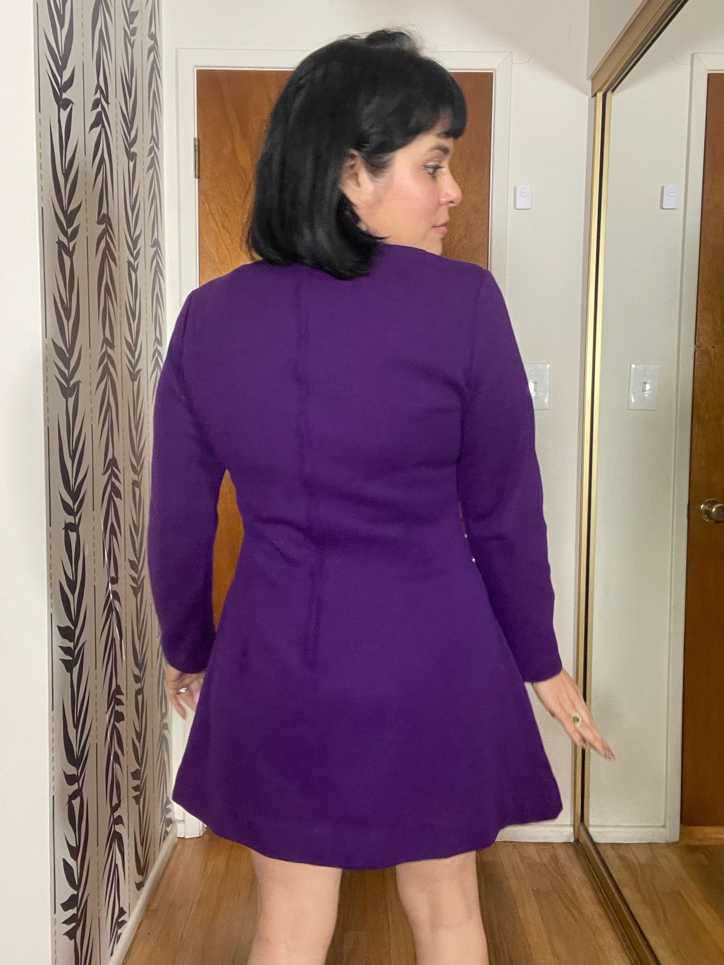 Vintage 60s Purple Studded Mini Dress - Best Fits Size XS-M