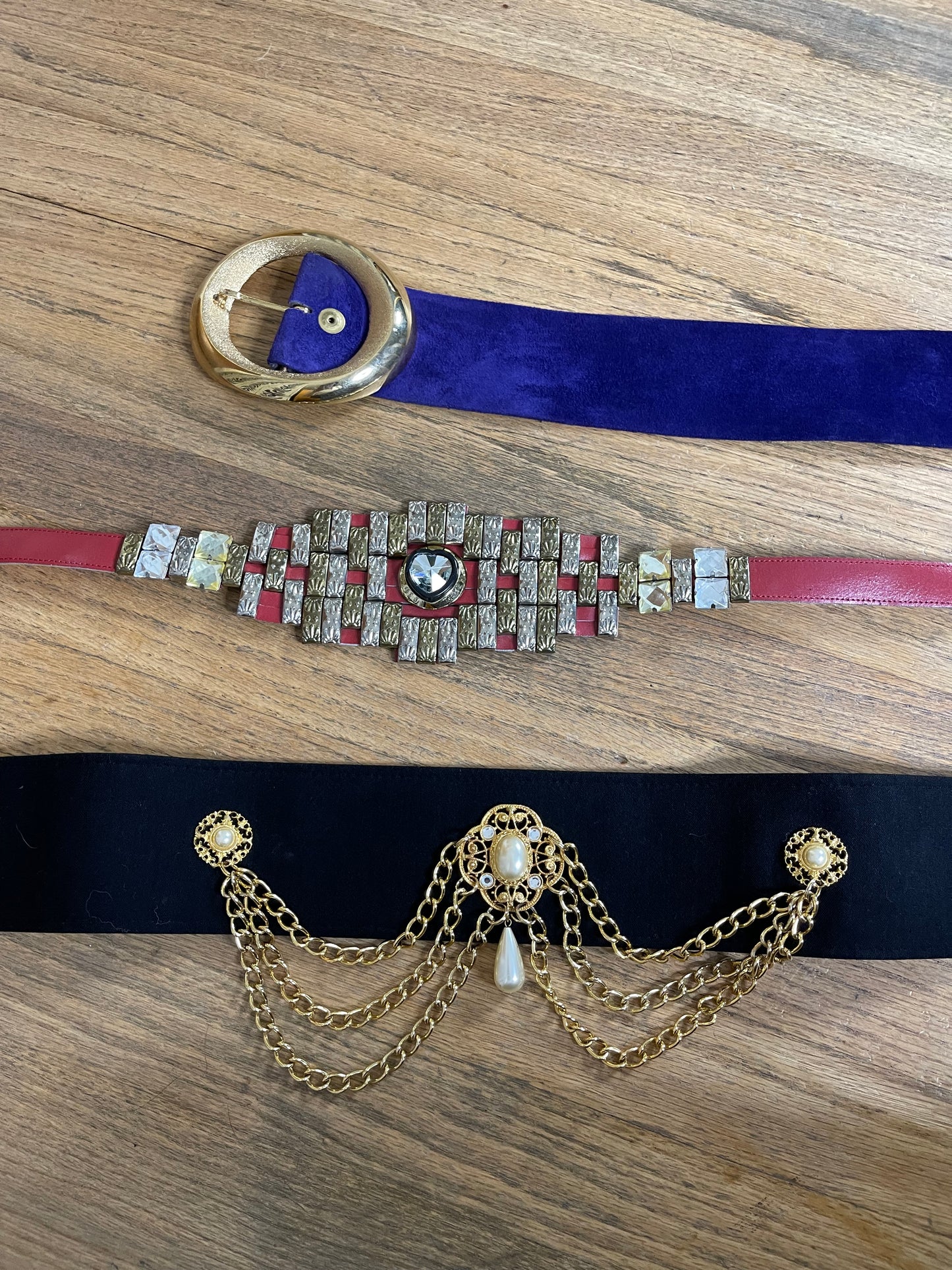 Vintage 80s "St. John" Purple Suede Statement Belt One Size Fits Most