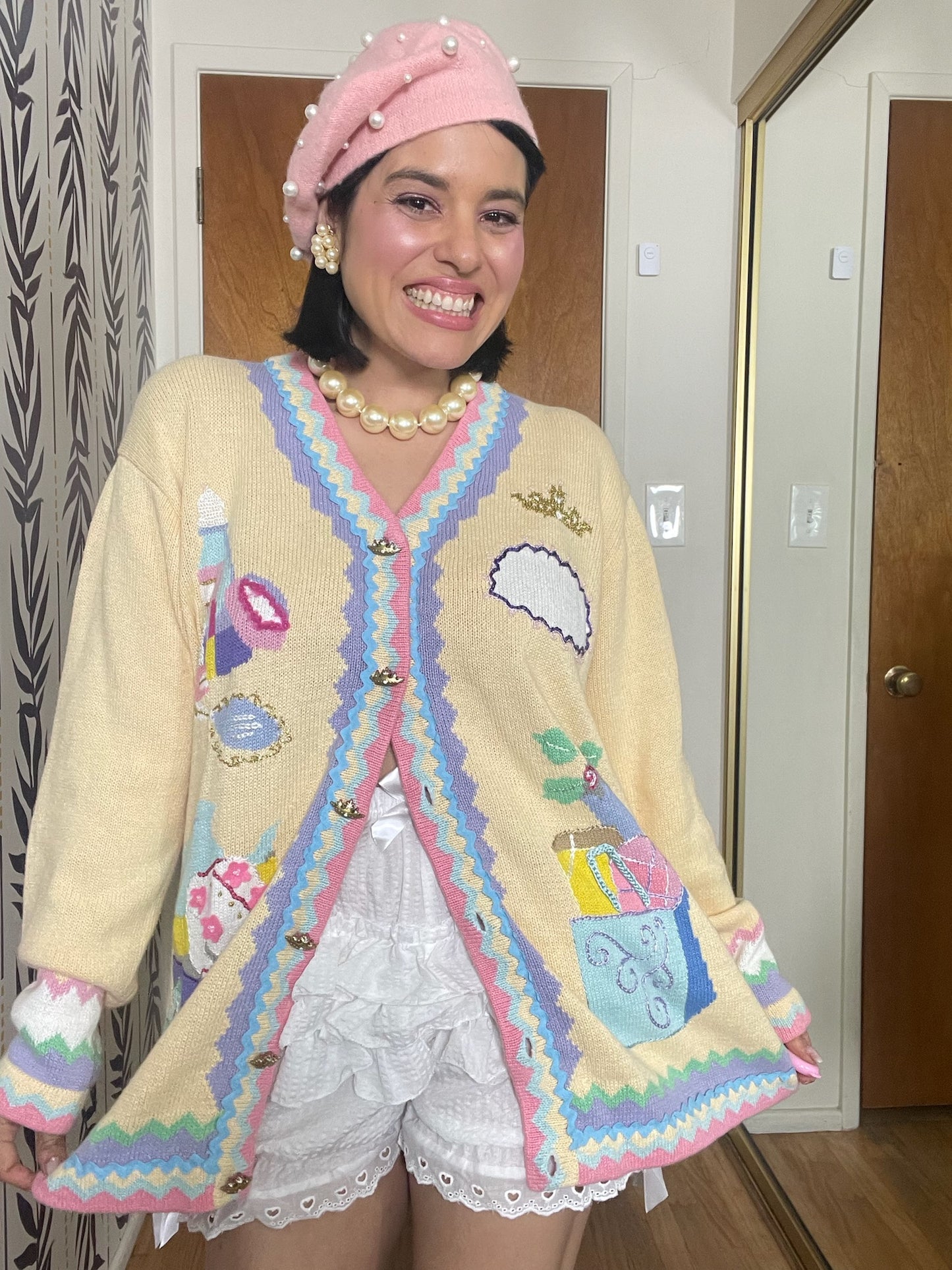 Vintage 90s "Story Book Knits" Grandma's House Cardigan Size L - Fits Most Sizes