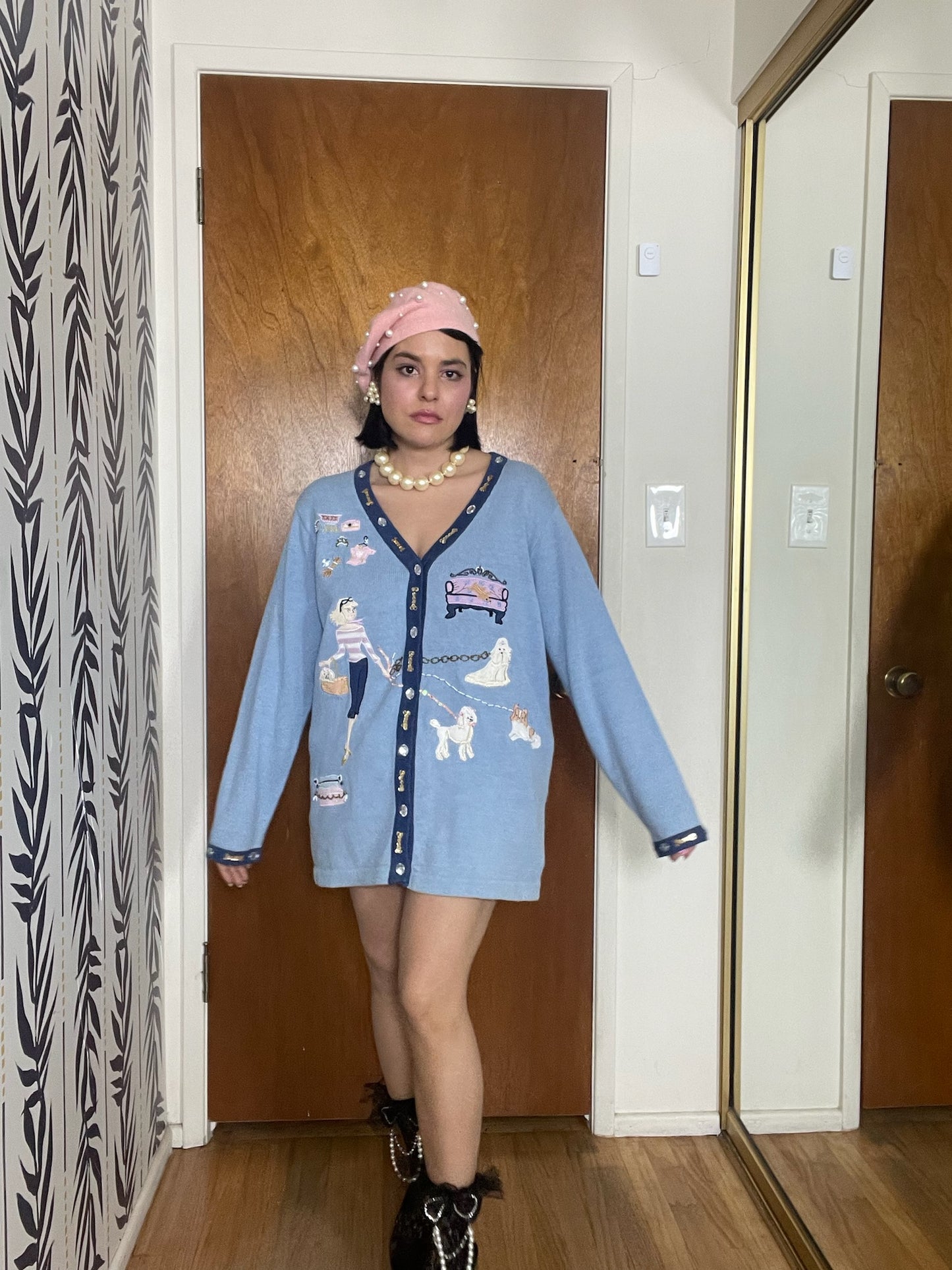 DEAD STOCK Vintage 90s "Story Book Knits" Doggy Spa Cardigan - Fits Most Sizes