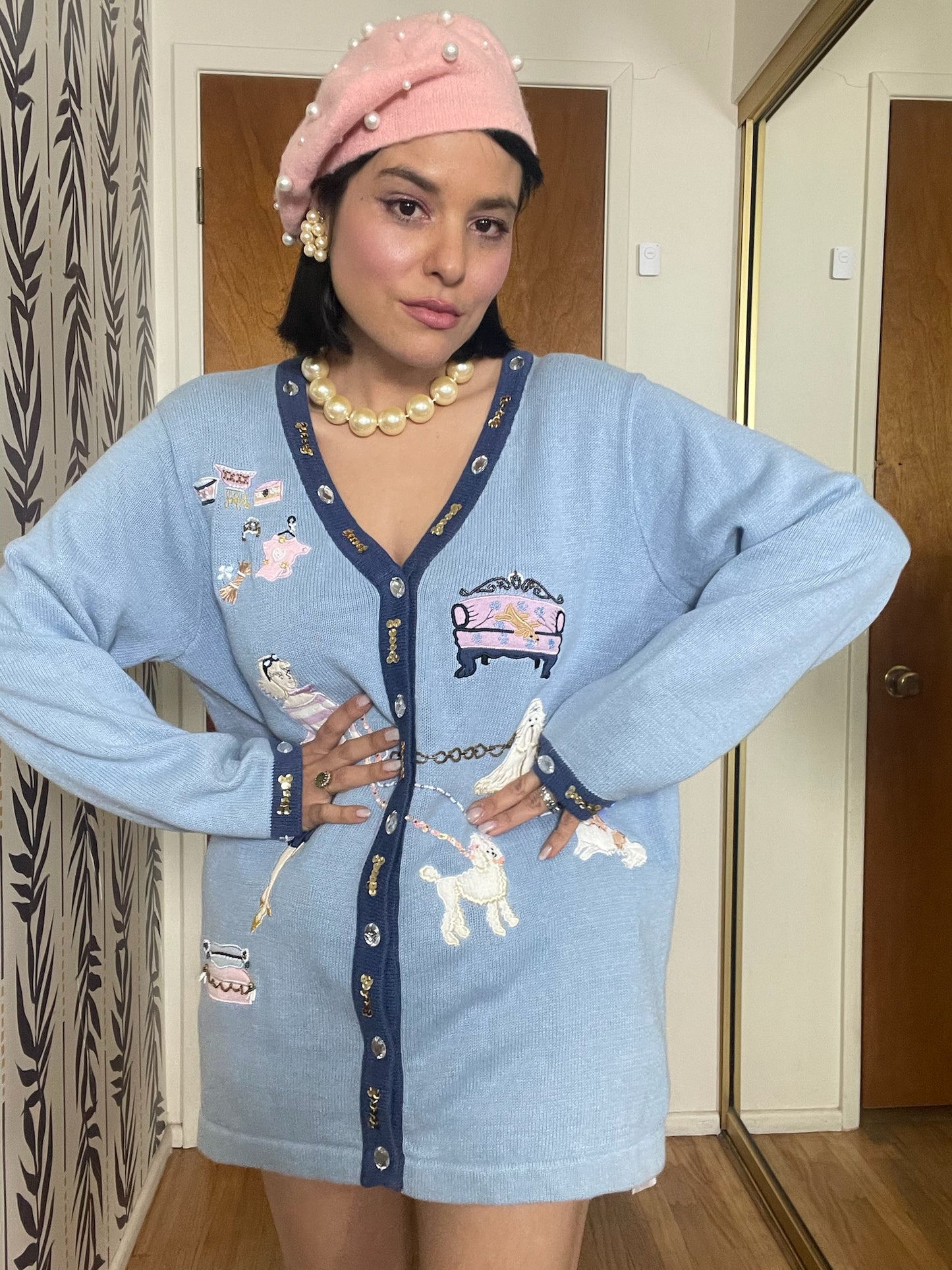 DEAD STOCK Vintage 90s "Story Book Knits" Doggy Spa Cardigan - Fits Most Sizes