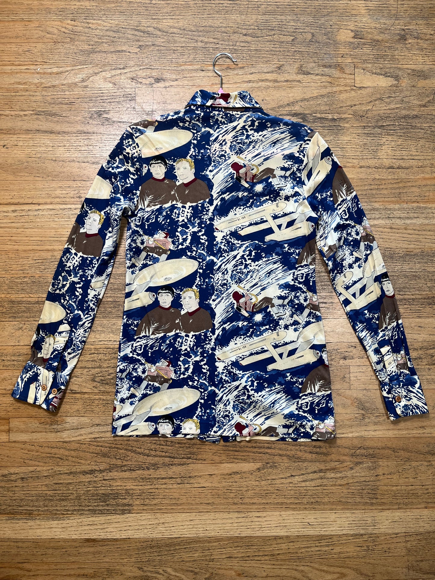 Vintage 70s "Huk-a-poo" Star Trek Novelty Print Button Down Shirt - Best Fits Size M-L