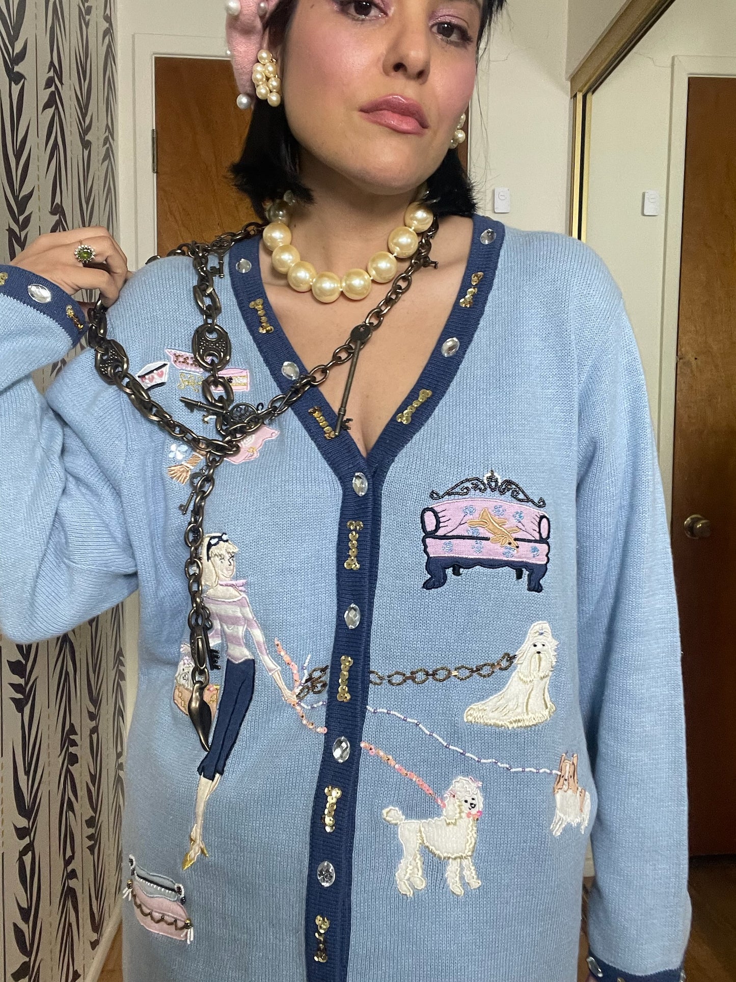 DEAD STOCK Vintage 90s "Story Book Knits" Doggy Spa Cardigan - Fits Most Sizes