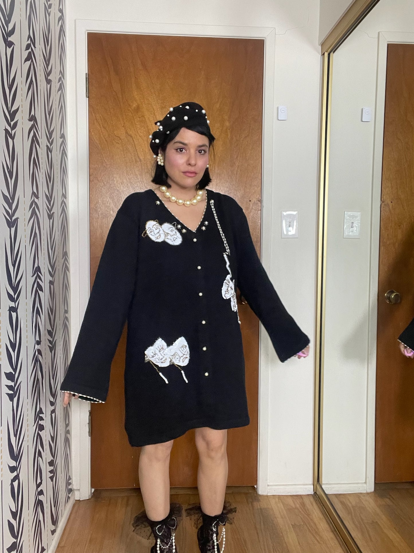 Vintage 90s "Story Book Knits" Theater Night Novelty Cardigan - Fits Most Sizes
