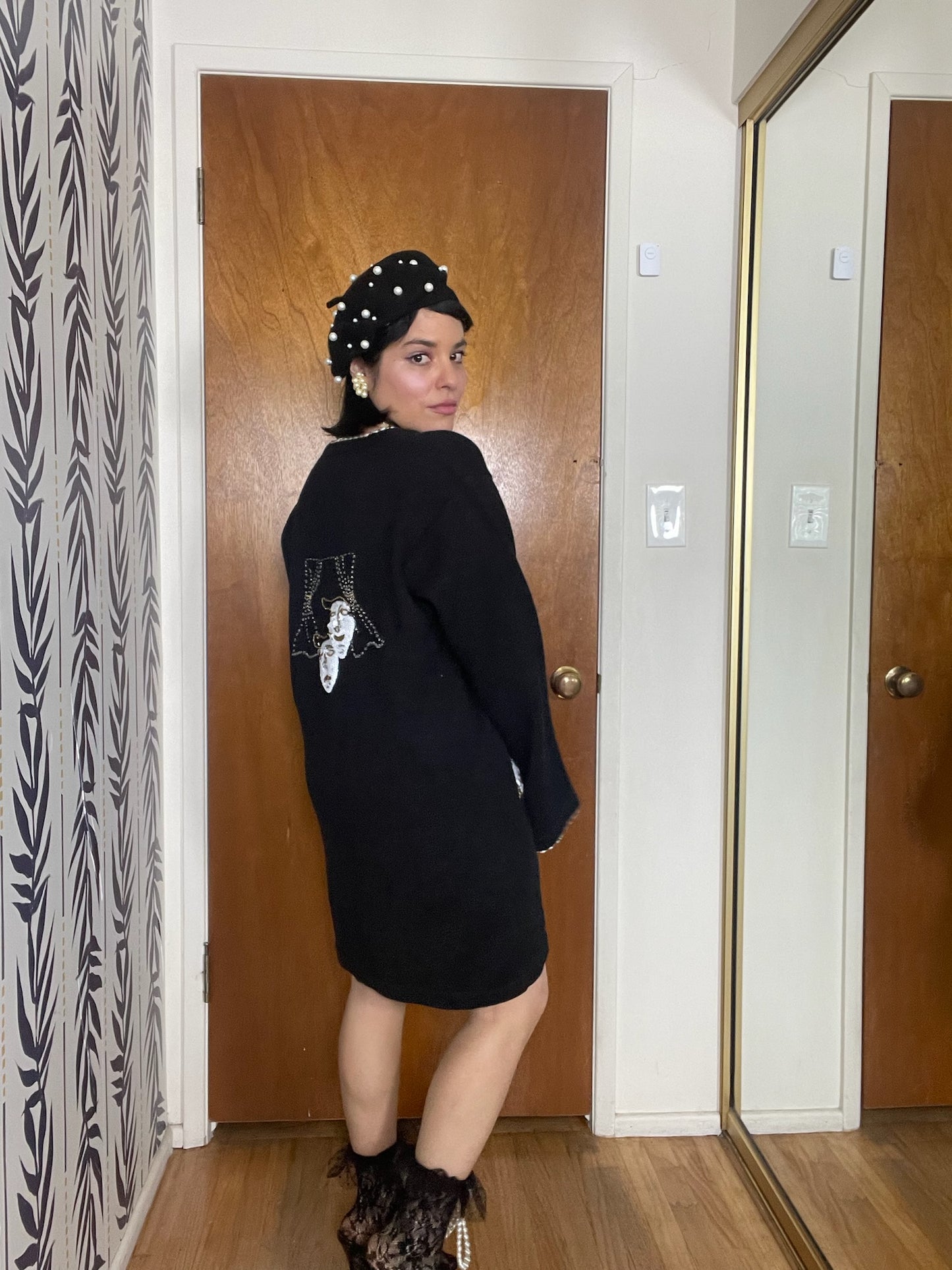 Vintage 90s "Story Book Knits" Theater Night Novelty Cardigan - Fits Most Sizes
