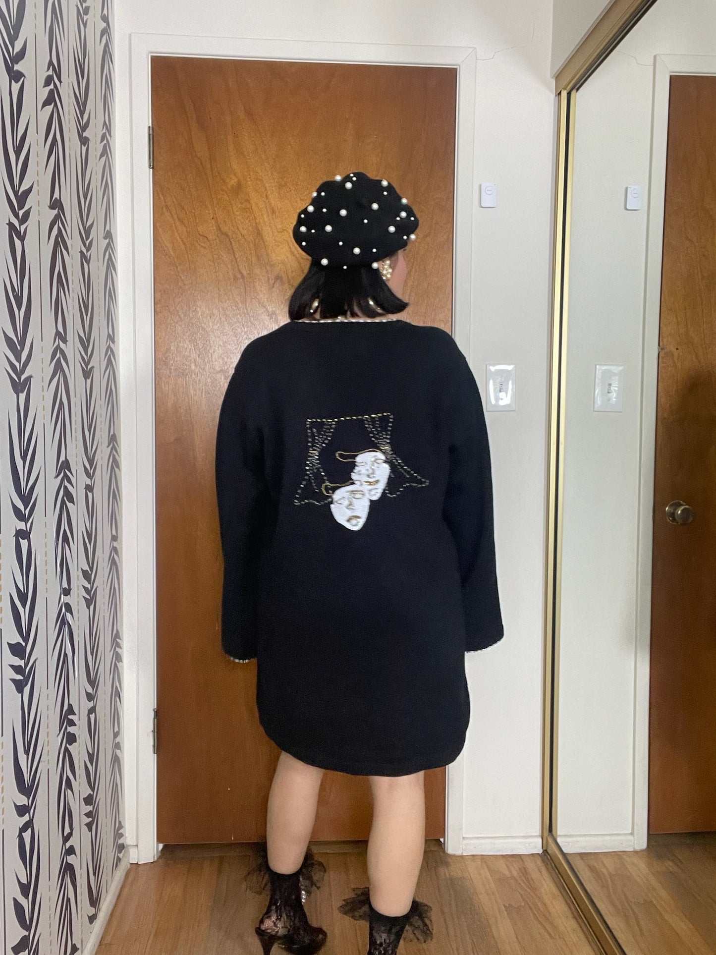 Vintage 90s "Story Book Knits" Theater Night Novelty Cardigan - Fits Most Sizes