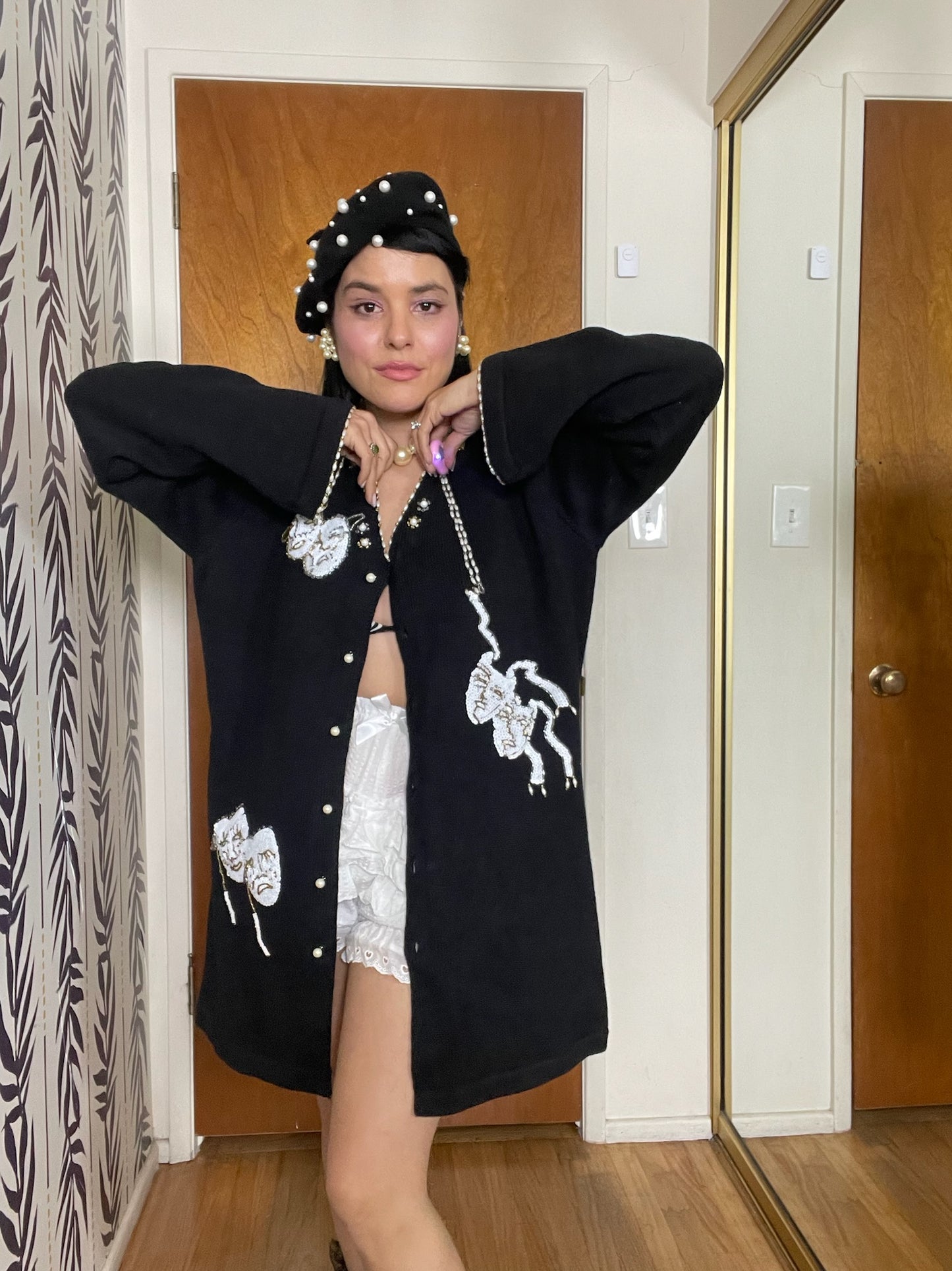 Vintage 90s "Story Book Knits" Theater Night Novelty Cardigan - Fits Most Sizes