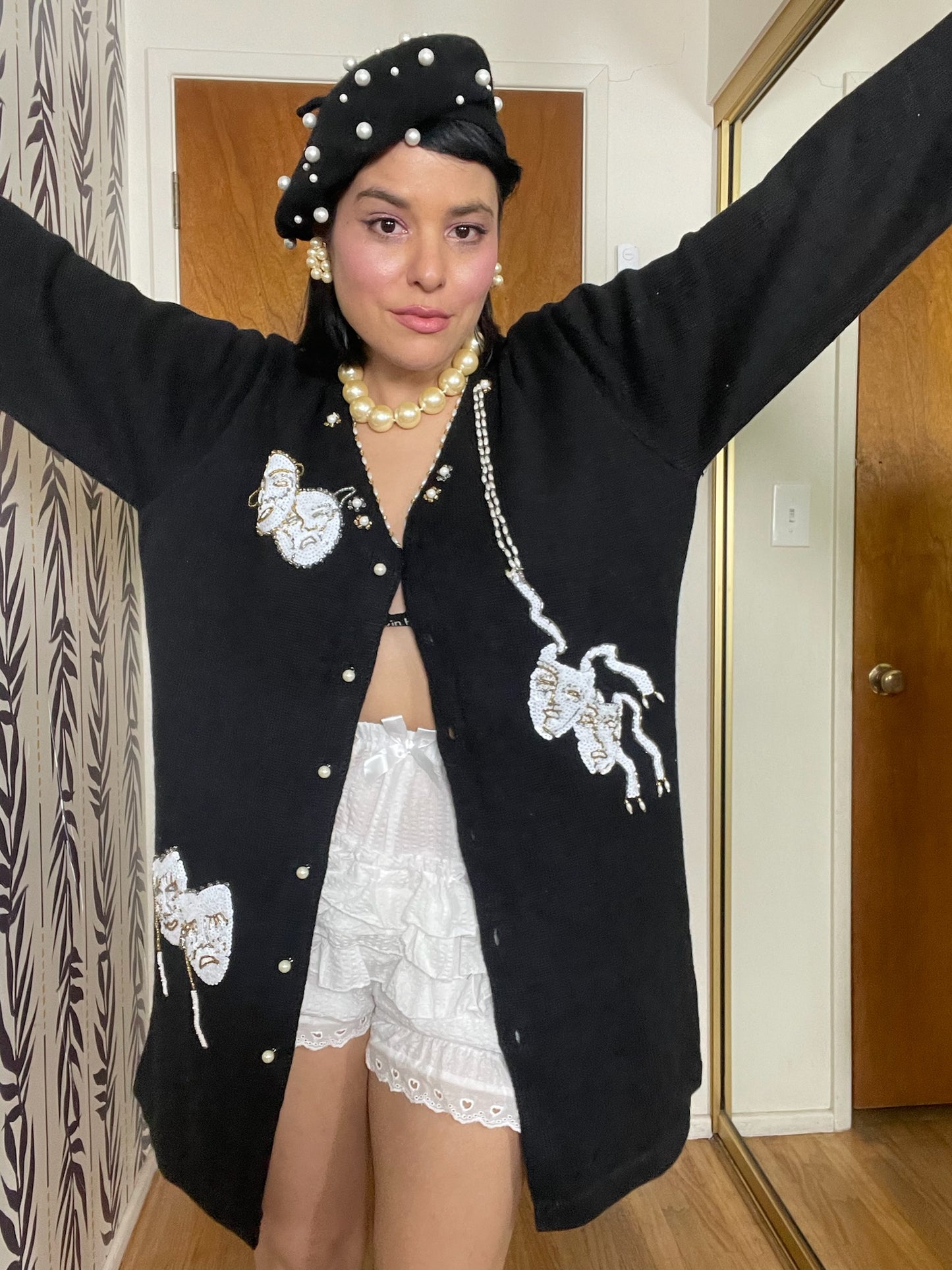 Vintage 90s "Story Book Knits" Theater Night Novelty Cardigan - Fits Most Sizes