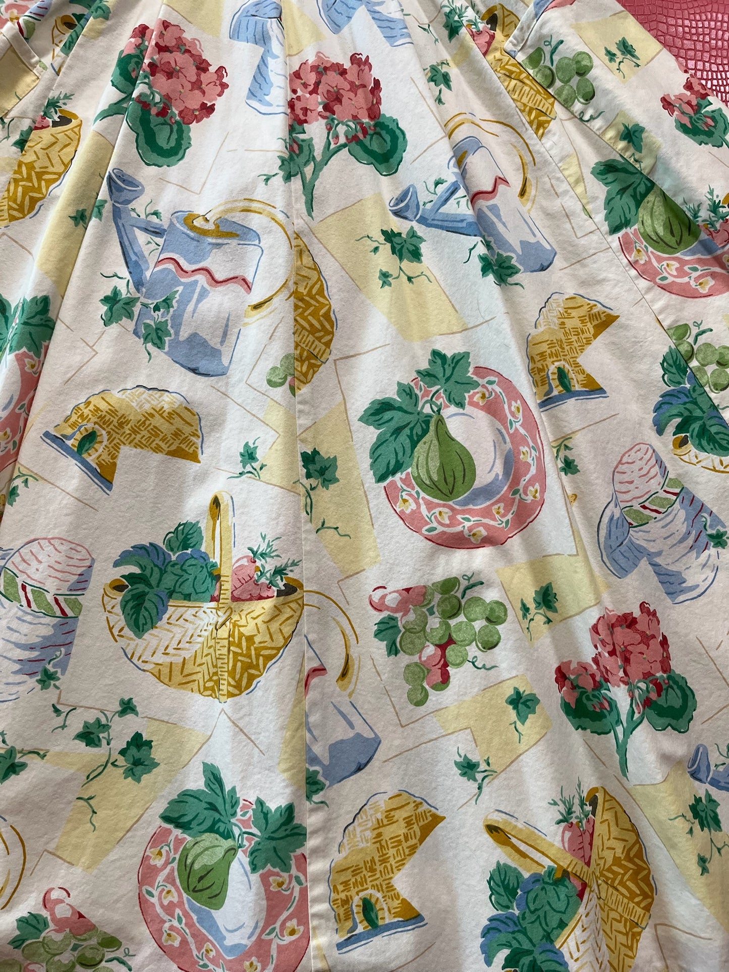 Vintage 80s "Karen Alexander" Picnic Basket Print Dress - Best Fits Size XS-S