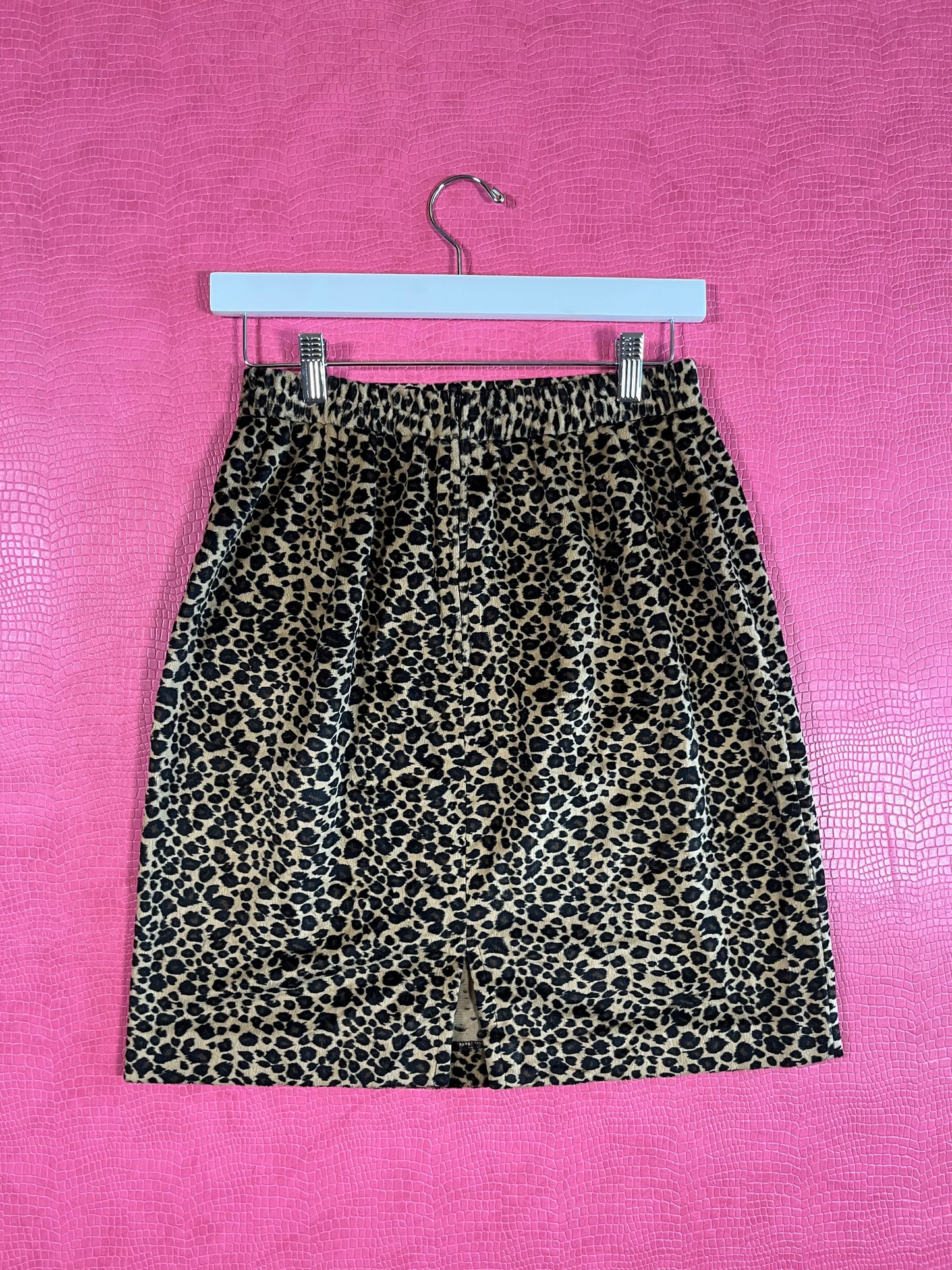 Vintage 80s Leopard Plush Skirt - Best Fits XS-S, Possibly M