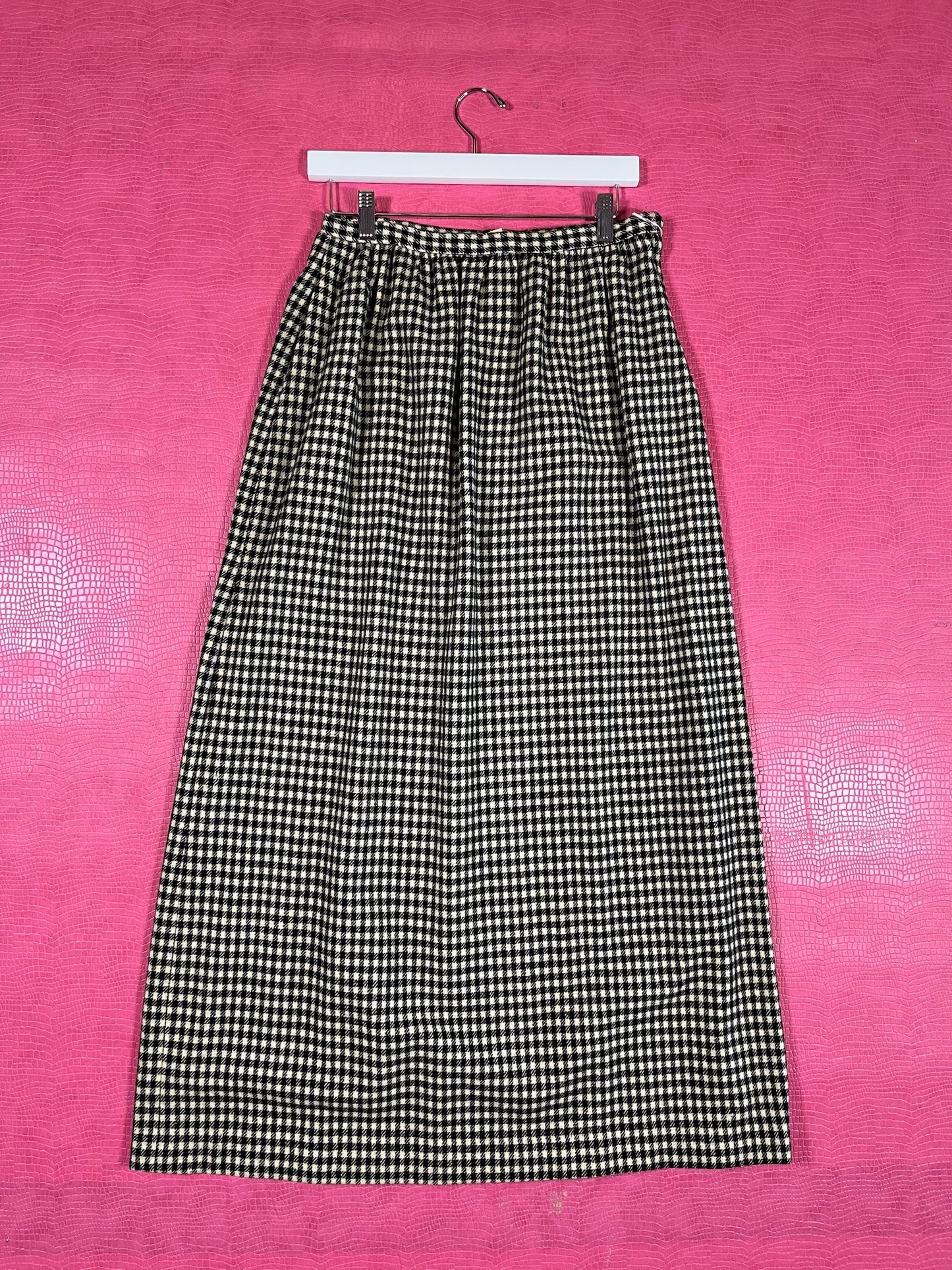 Vintage 60s Wool Gingham Maxi Skirt - Best Fits Size S-M
