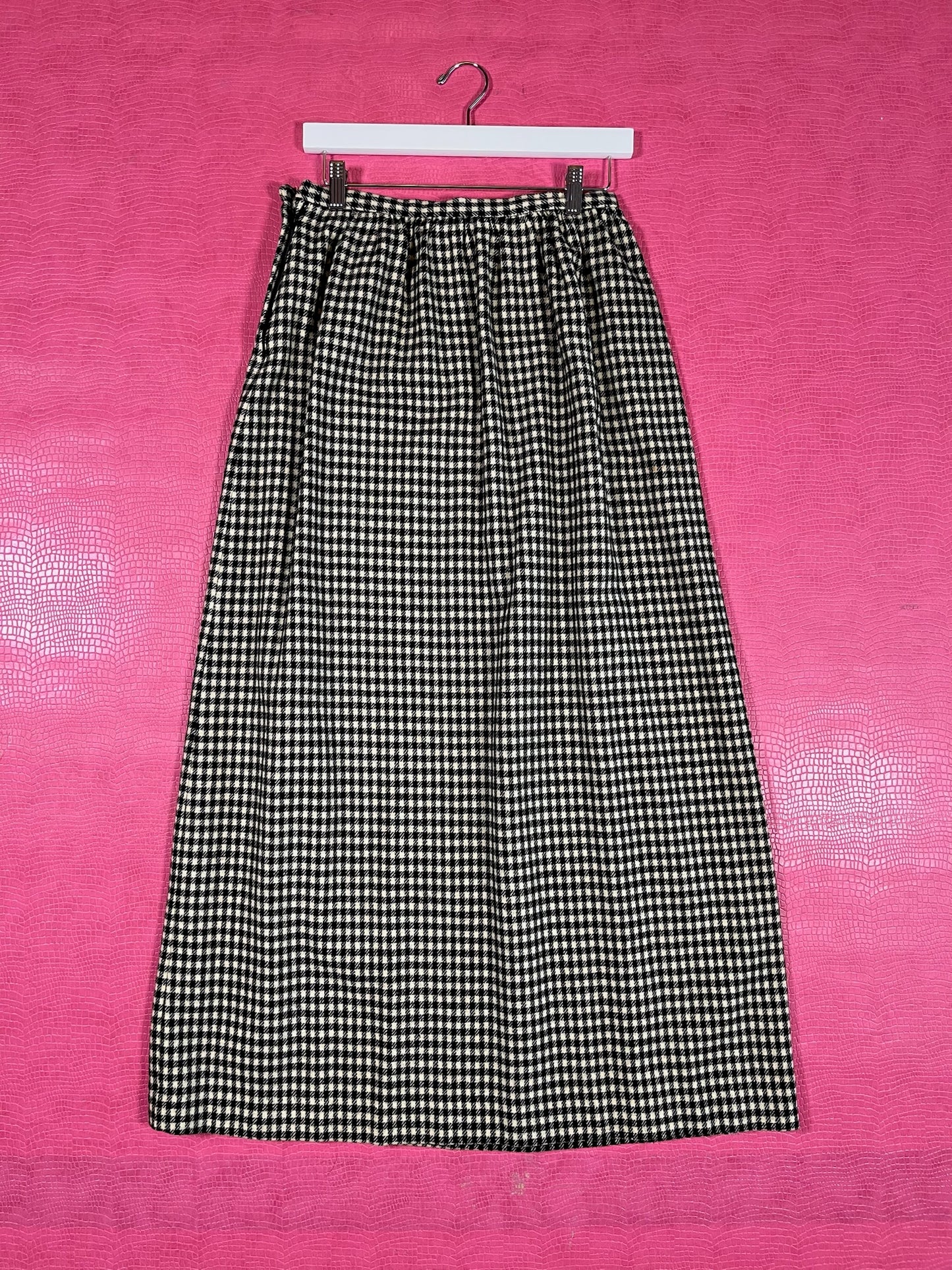 Vintage 60s Wool Gingham Maxi Skirt - Best Fits Size S-M