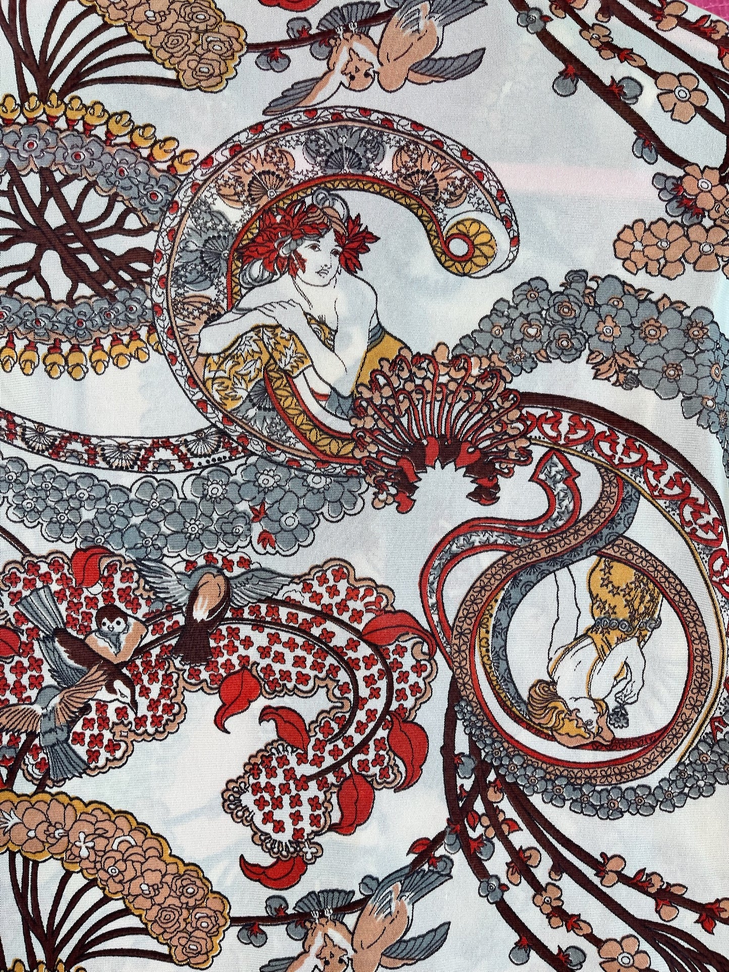 Vintage 70s Novelty Art Nouveau Print 3-piece - Best Fits Size XS-M