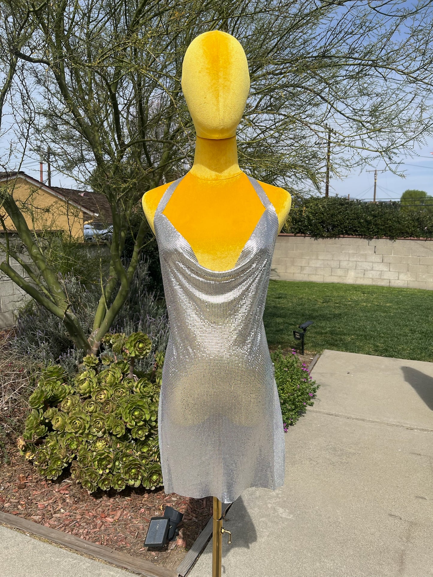 Vintage 90s Y2K Open Back Chain Mail Dress - Best Fits Size XS-L