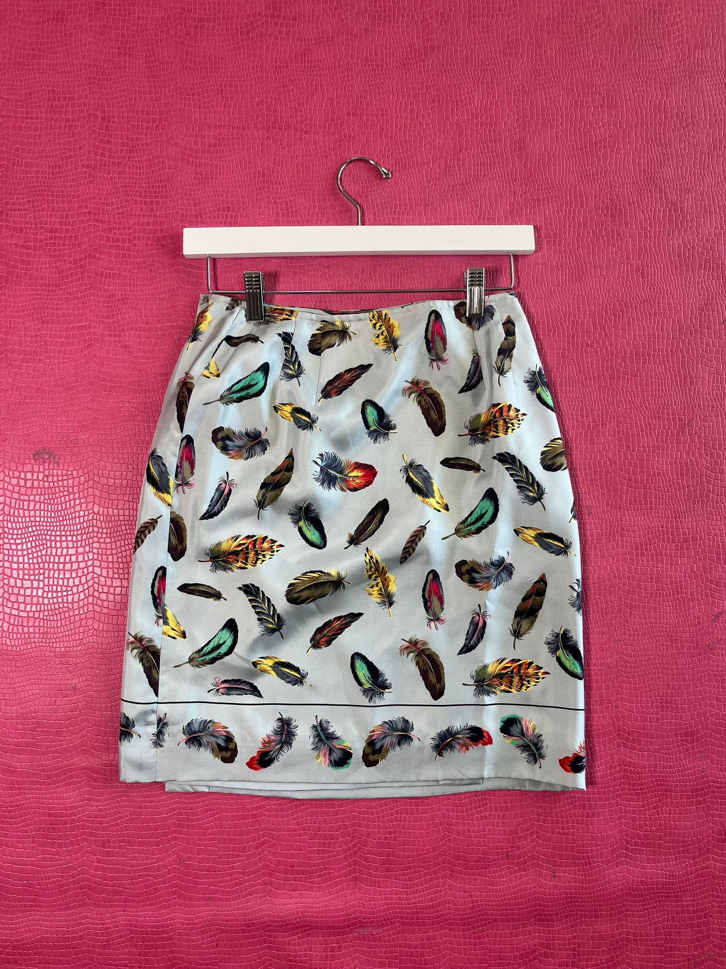 Vintage 80s "Carlisle" Feather Print Skirt - Best Fits Size XS