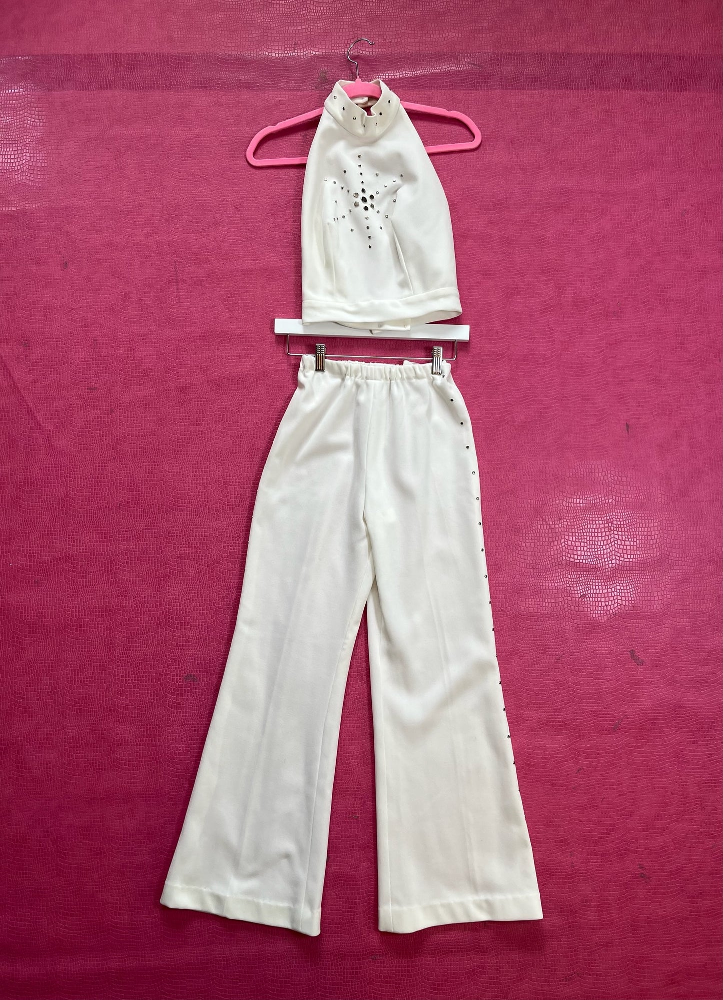 Vintage 70s White Disco Pant Set - Best Fits Size XS-M