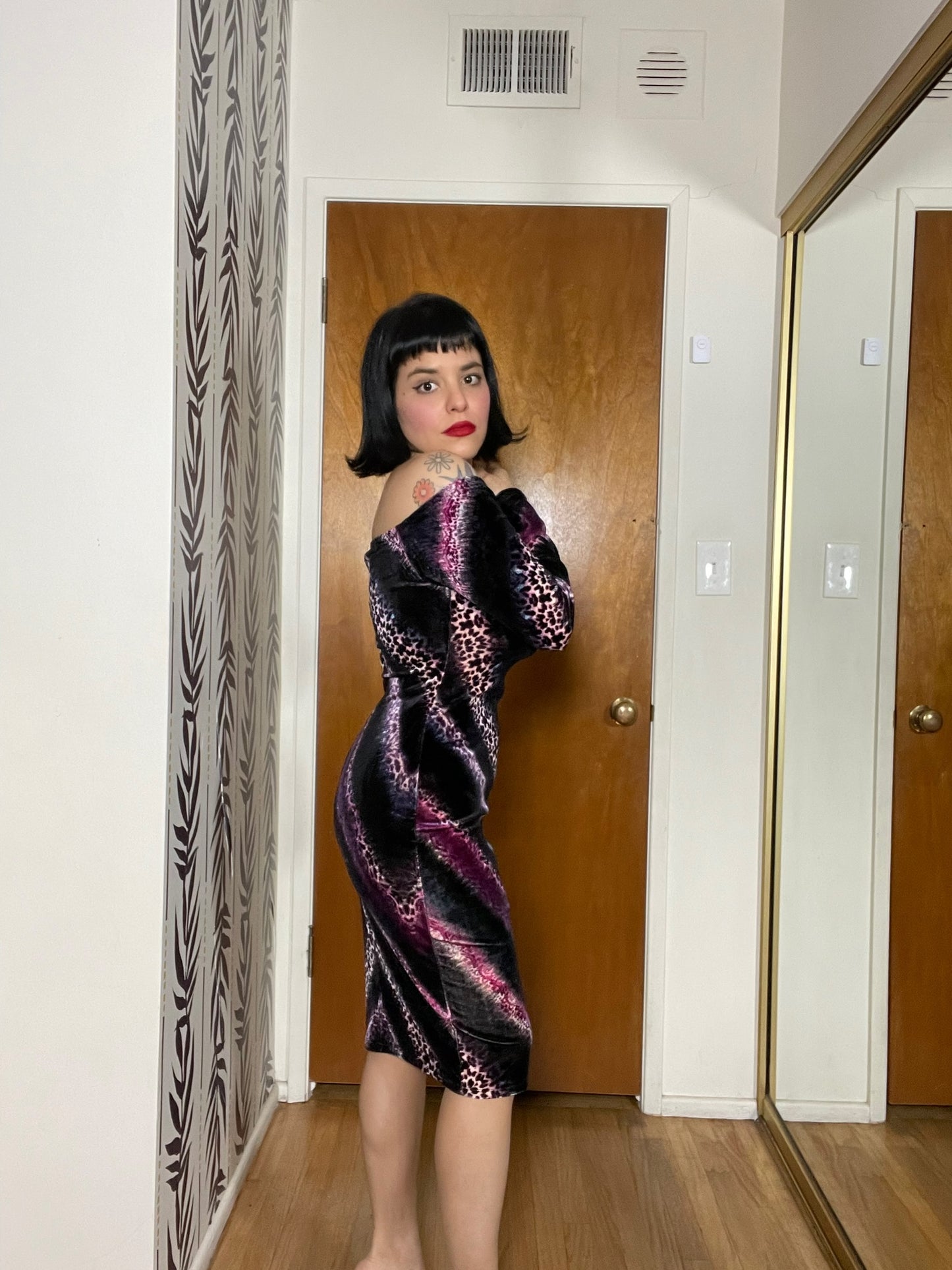 Vintage 90s Y2K "Venus" Pink & Purple Cheetah Dress - Best Fits Size S-L