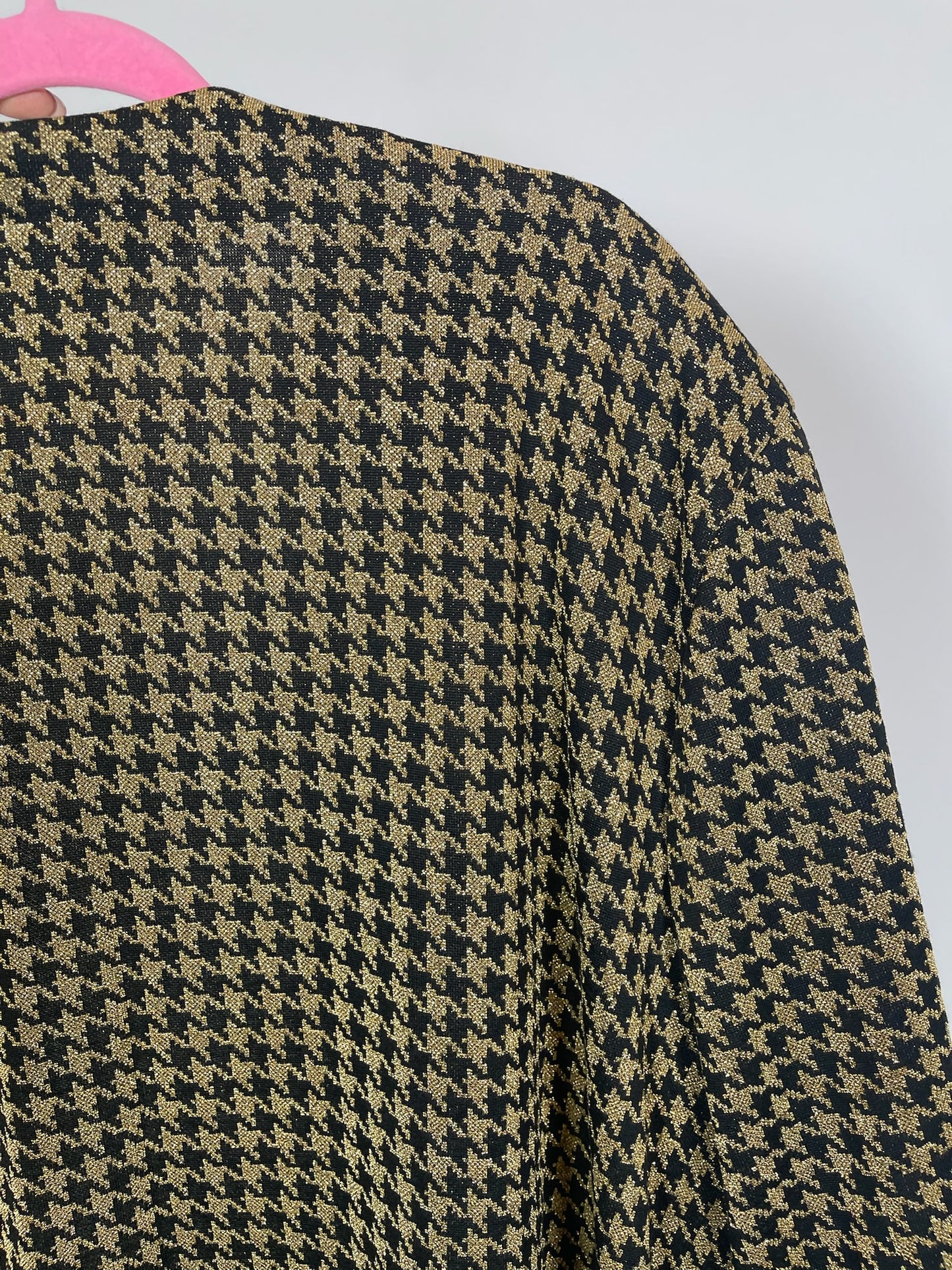 Vintage 80s "Special Thyme Ltd." Gold & Black Houndstooth Jacket - Fits Most Sizes