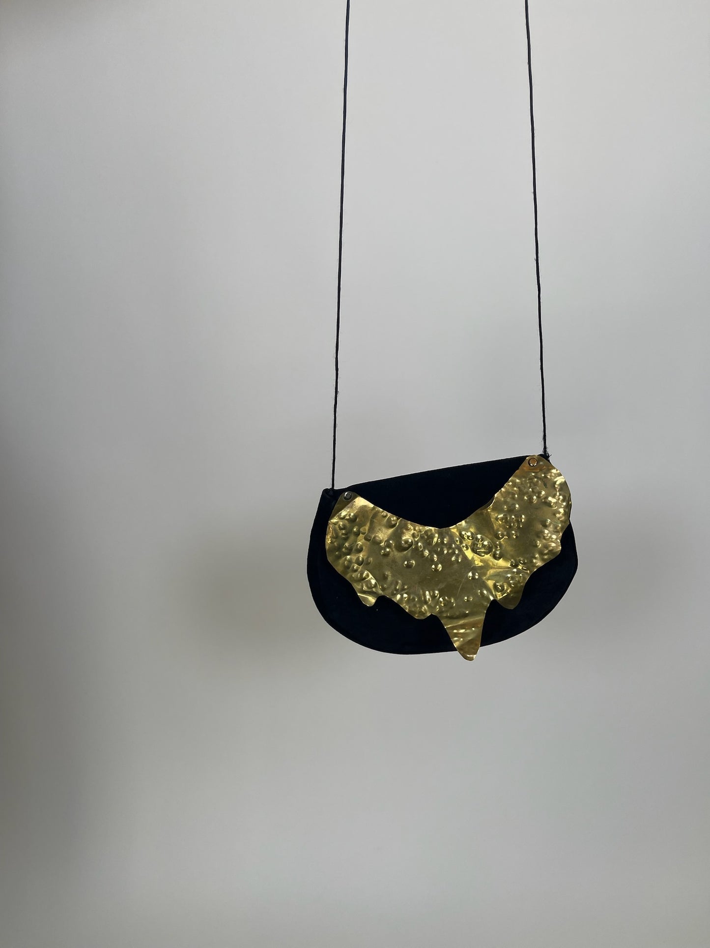 Vintage 80s Black Suede Leather Cross Body Bag