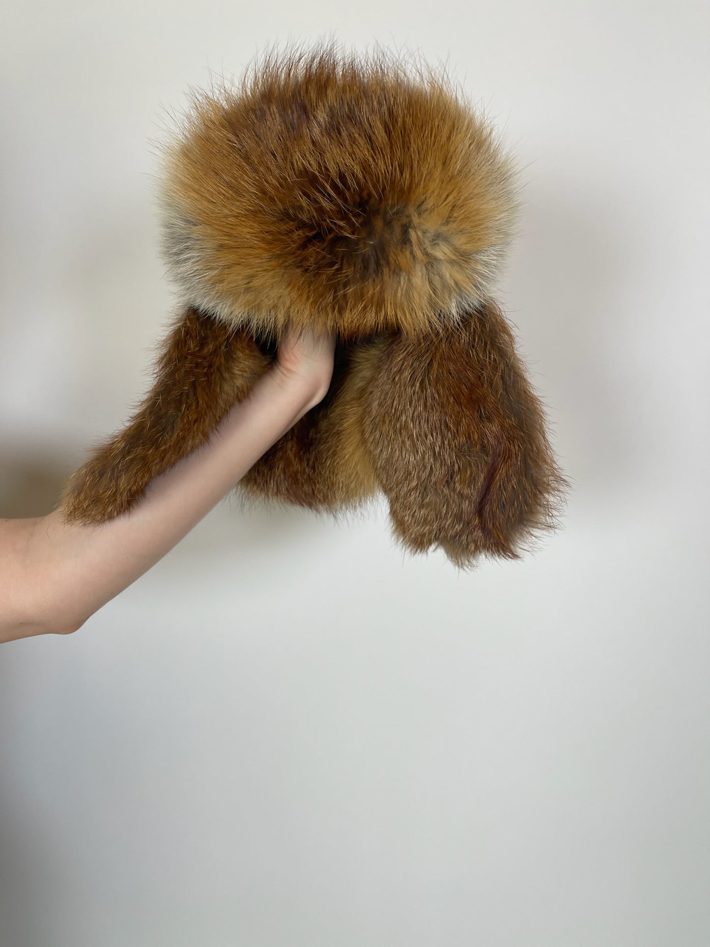 Vintage Real Fox Hair Ear Flap Hat - Fits Most Sizes