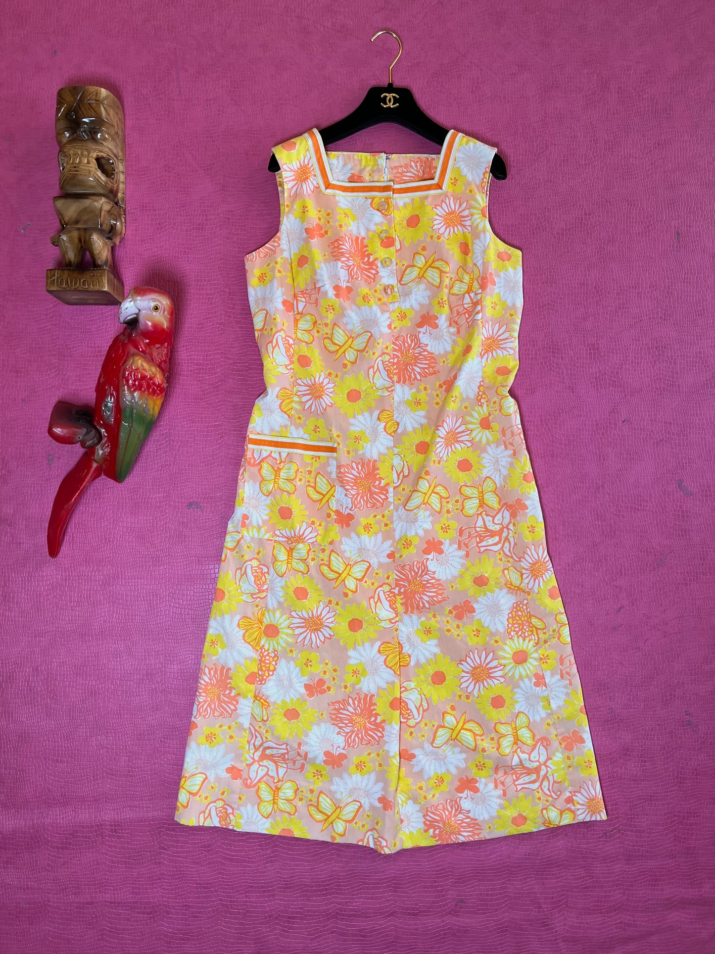 Vintage 60s "Lilly Pulitzer" Butterfly & Flowers Dress - Best Fits SizeS-M