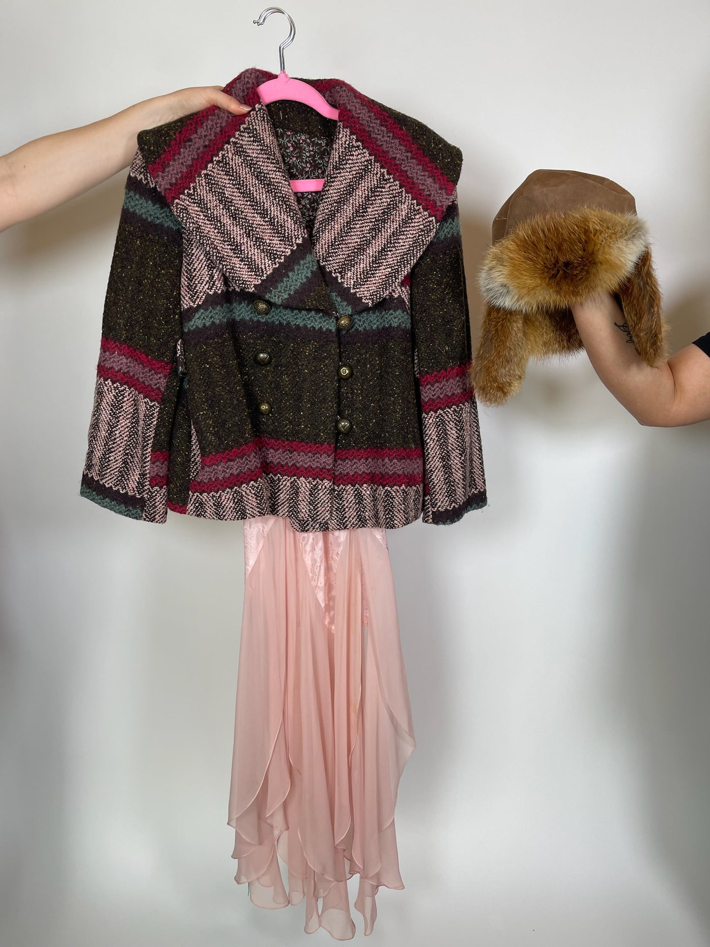 Vintage Real Fox Hair Ear Flap Hat - Fits Most Sizes