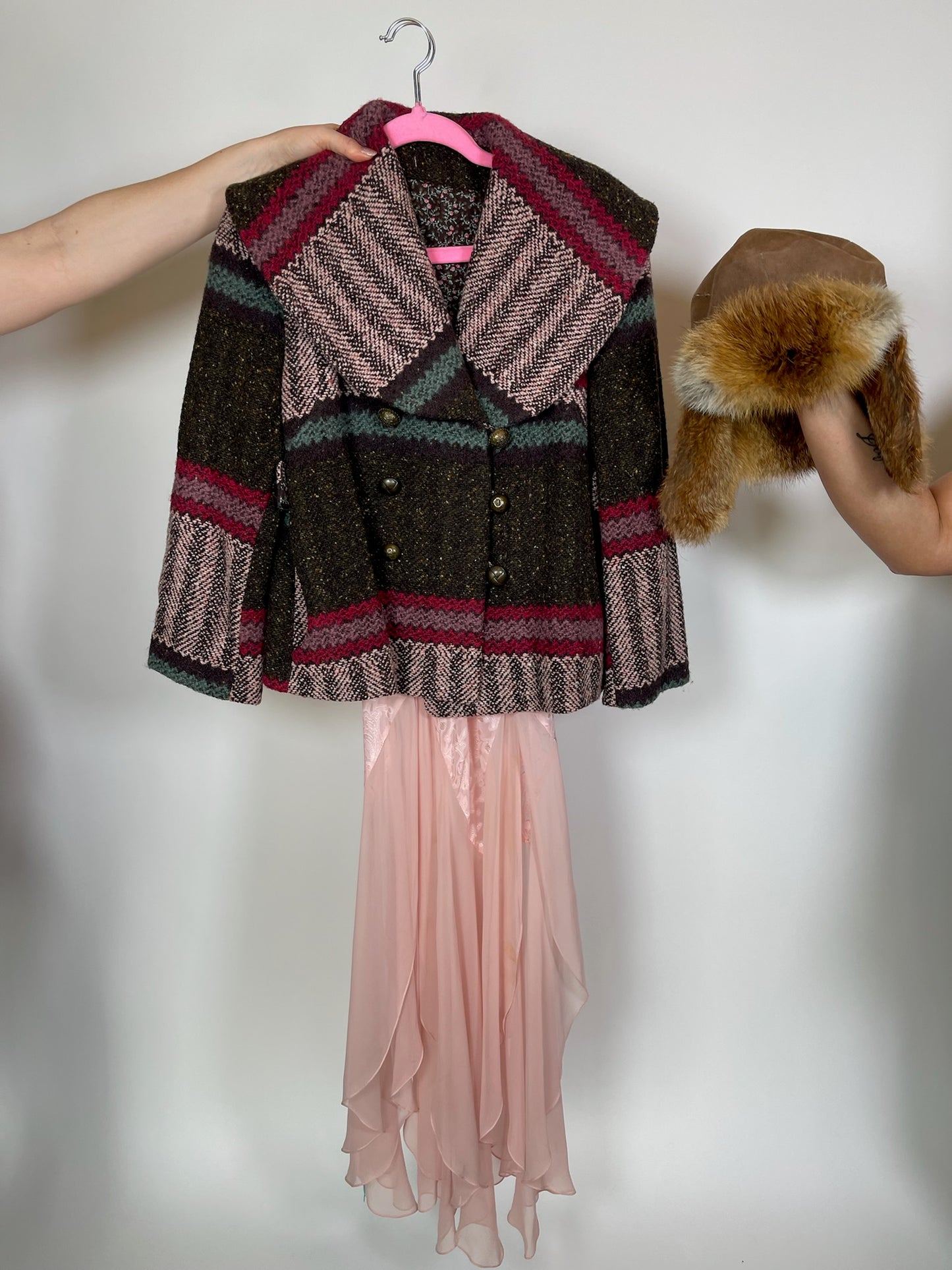 Vintage Real Fox Hair Ear Flap Hat - Fits Most Sizes