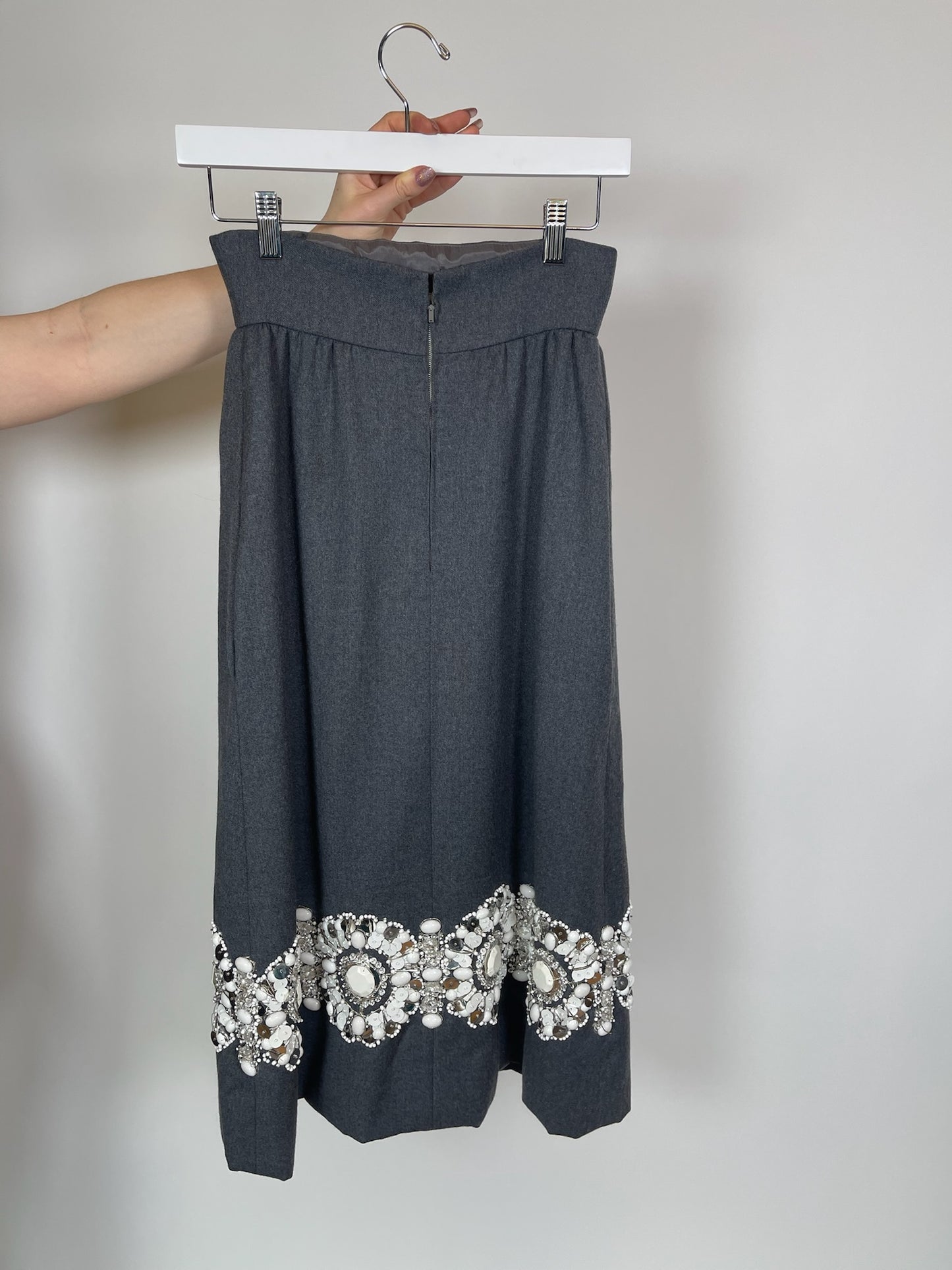 Vintage 80s "Arthur Doucette for J.G. Couture" Gray Wool Skirt - Best Fits Size XS-S