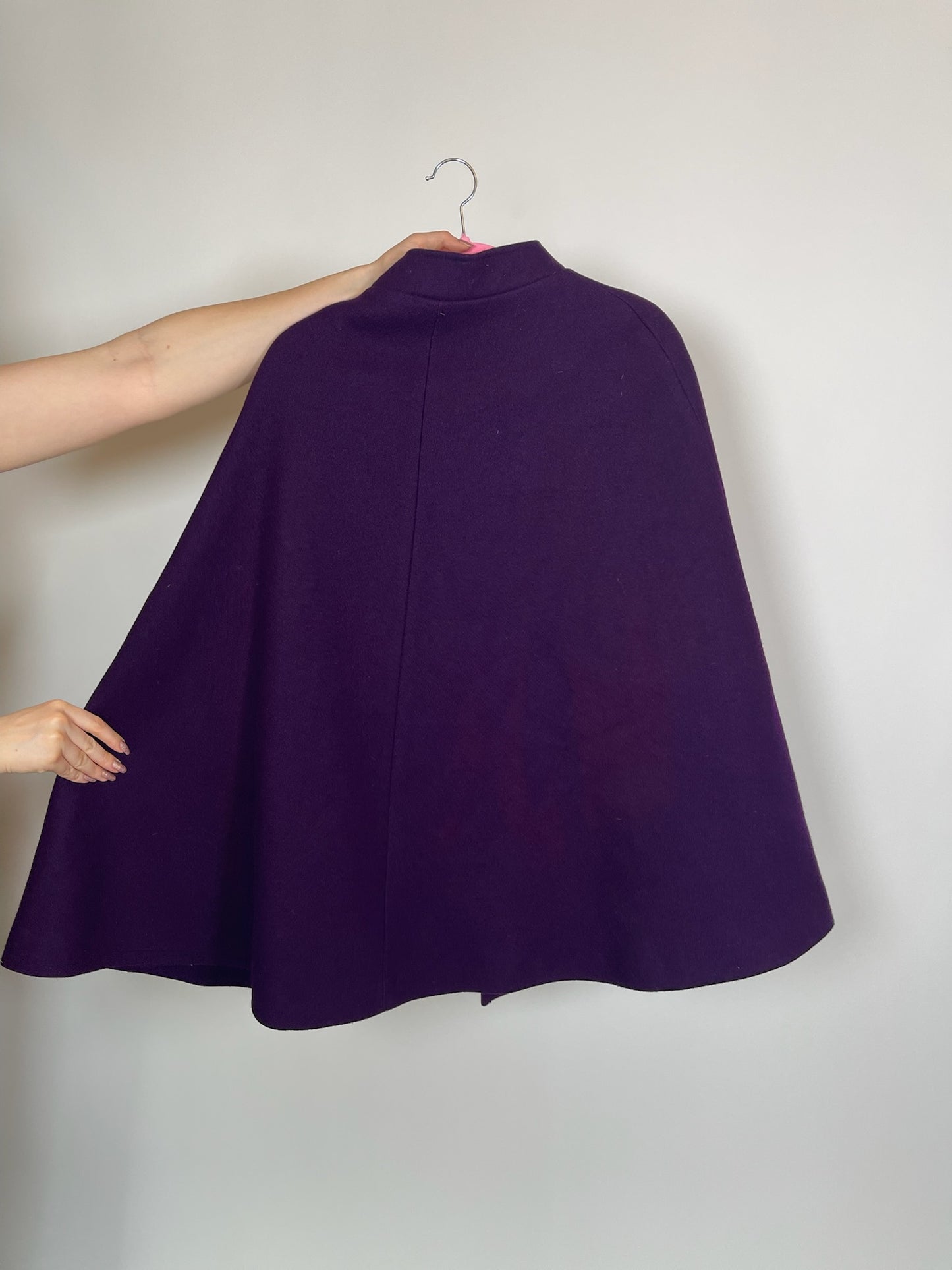 Vintage 60s Purple Wool Poncho Cape - Fits Most Sizes