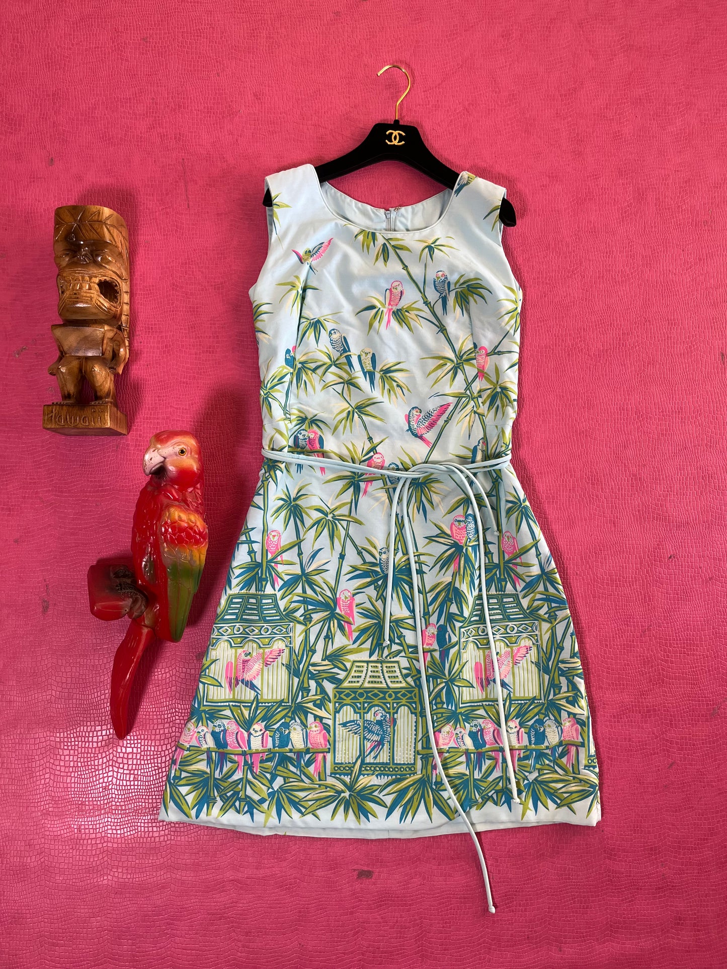 Vintage 60s "Lee Stevens Miami" Tropical Novelty Print Shift Dress  - Best Fits Sizes XS-S & Possible Size M