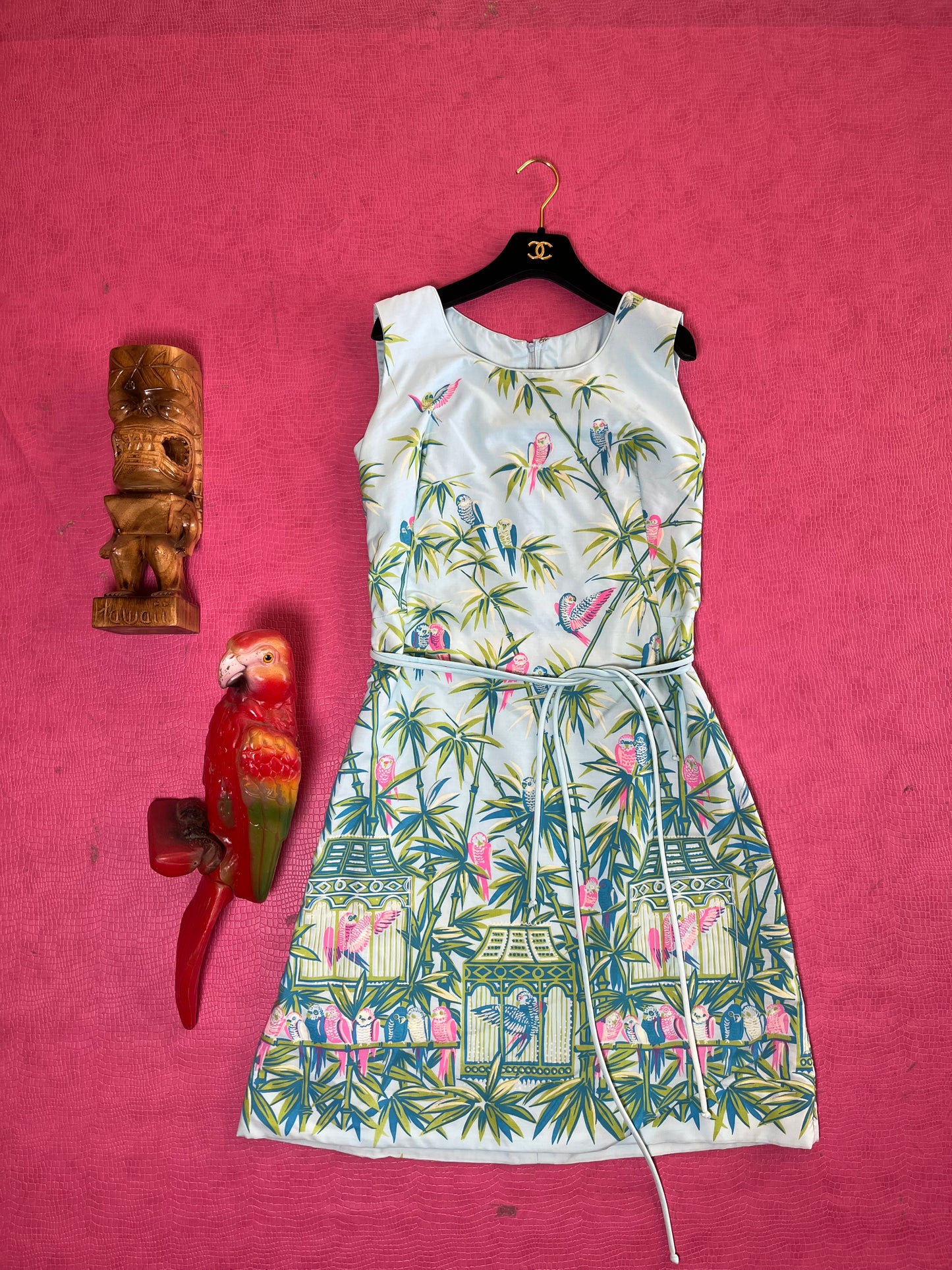 Vintage 60s "Lee Stevens Miami" Tropical Novelty Print Shift Dress  - Best Fits Sizes XS-S & Possible Size M