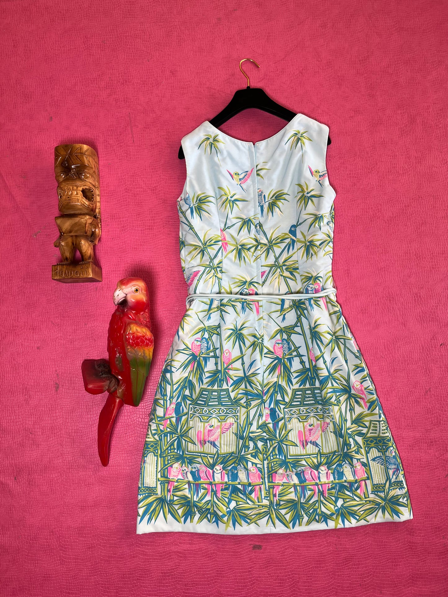 Vintage 60s "Lee Stevens Miami" Tropical Novelty Print Shift Dress  - Best Fits Sizes XS-S & Possible Size M