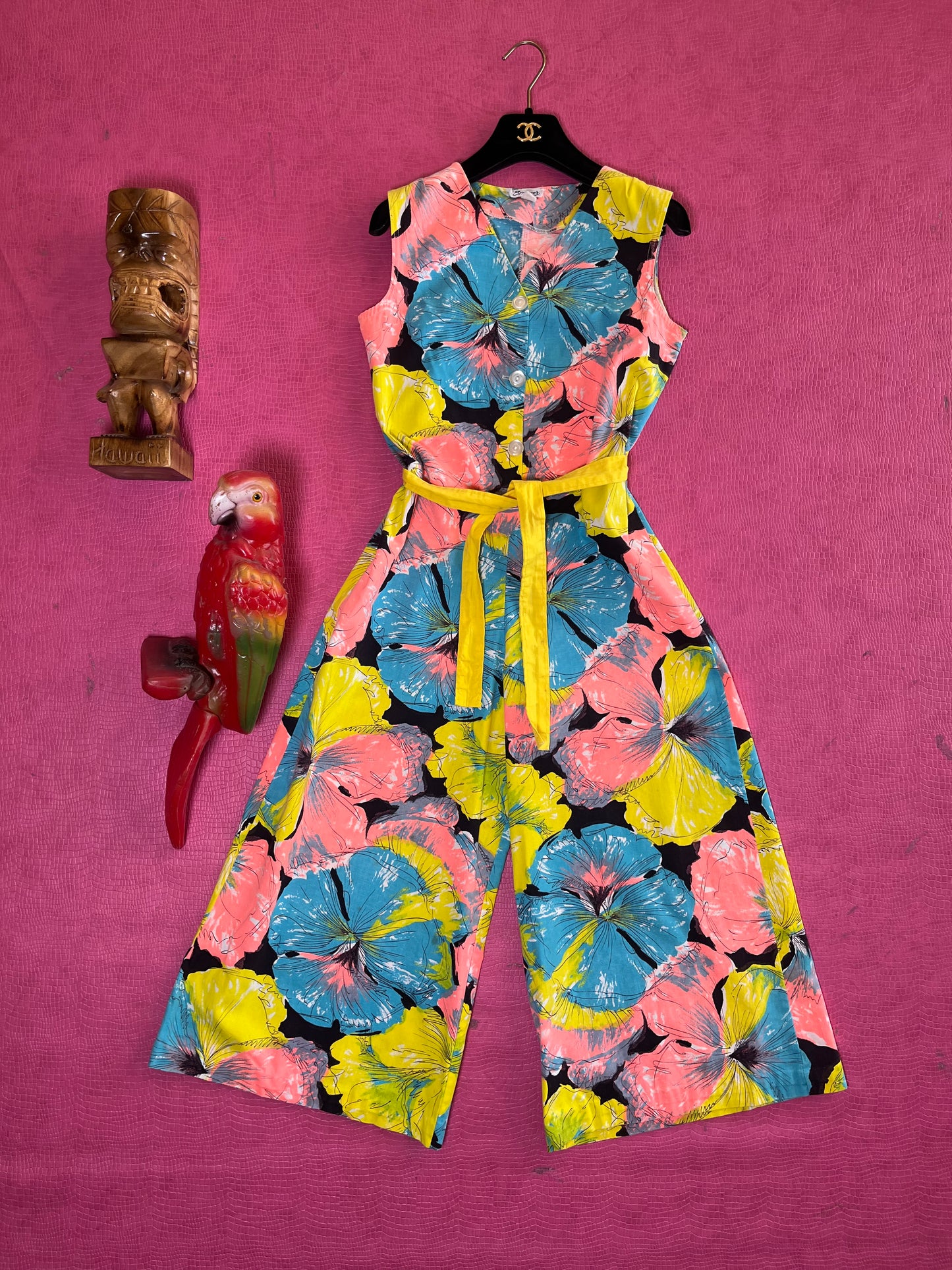 Vintage 60s "Spencer Of California" Tropical Floral Jumpsuit - Best Fits Size XS-S