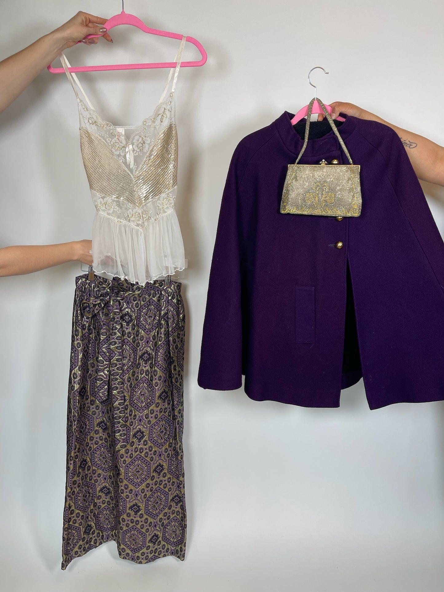 Vintage 60s Purple Wool Poncho Cape - Fits Most Sizes