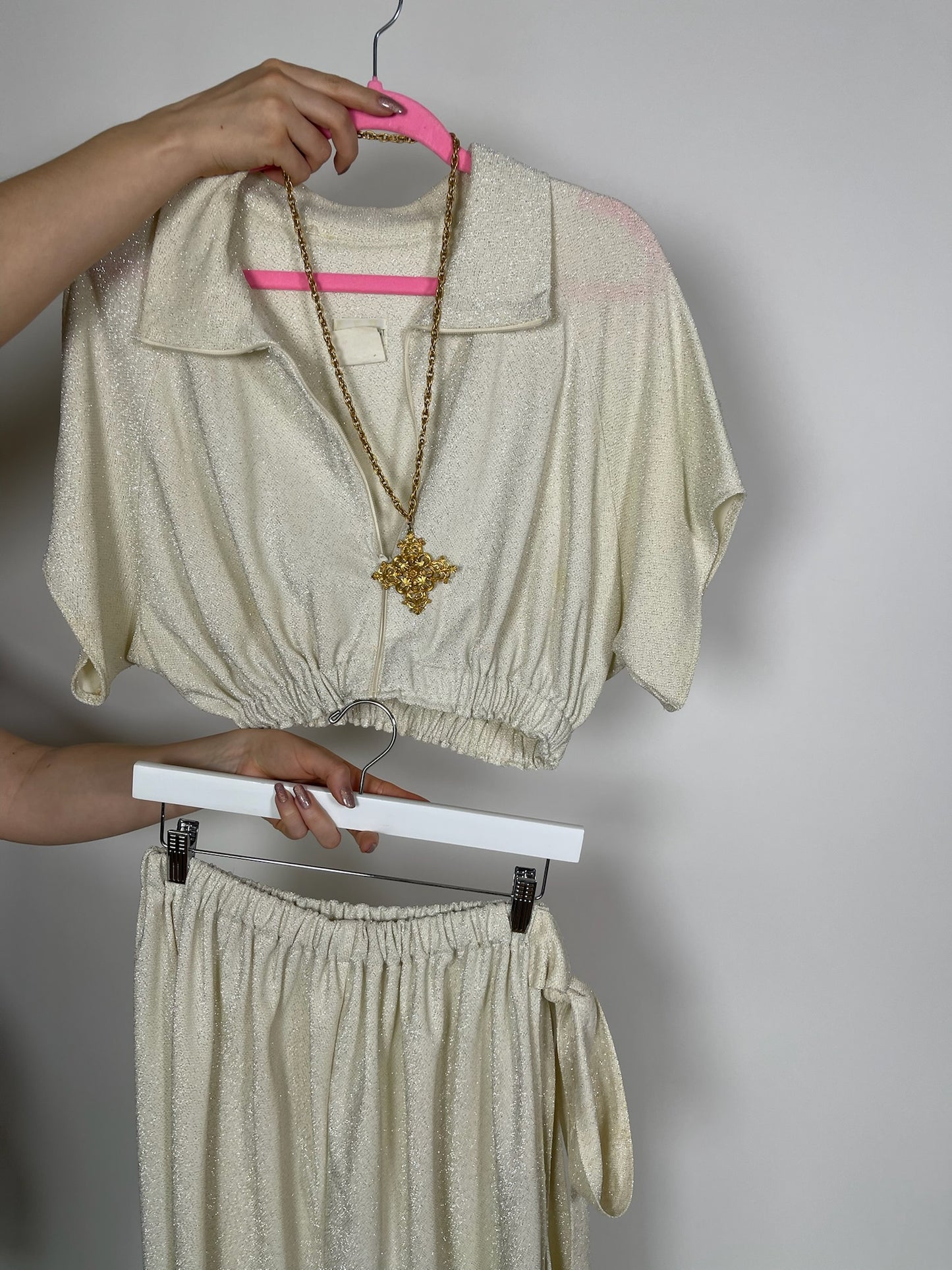 Vintage 60s 70s Gold Cross Statement Necklace