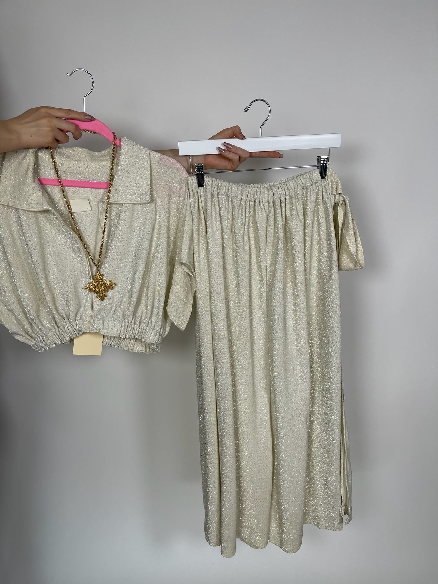 Vintage 60s 70s Gold Cross Statement Necklace