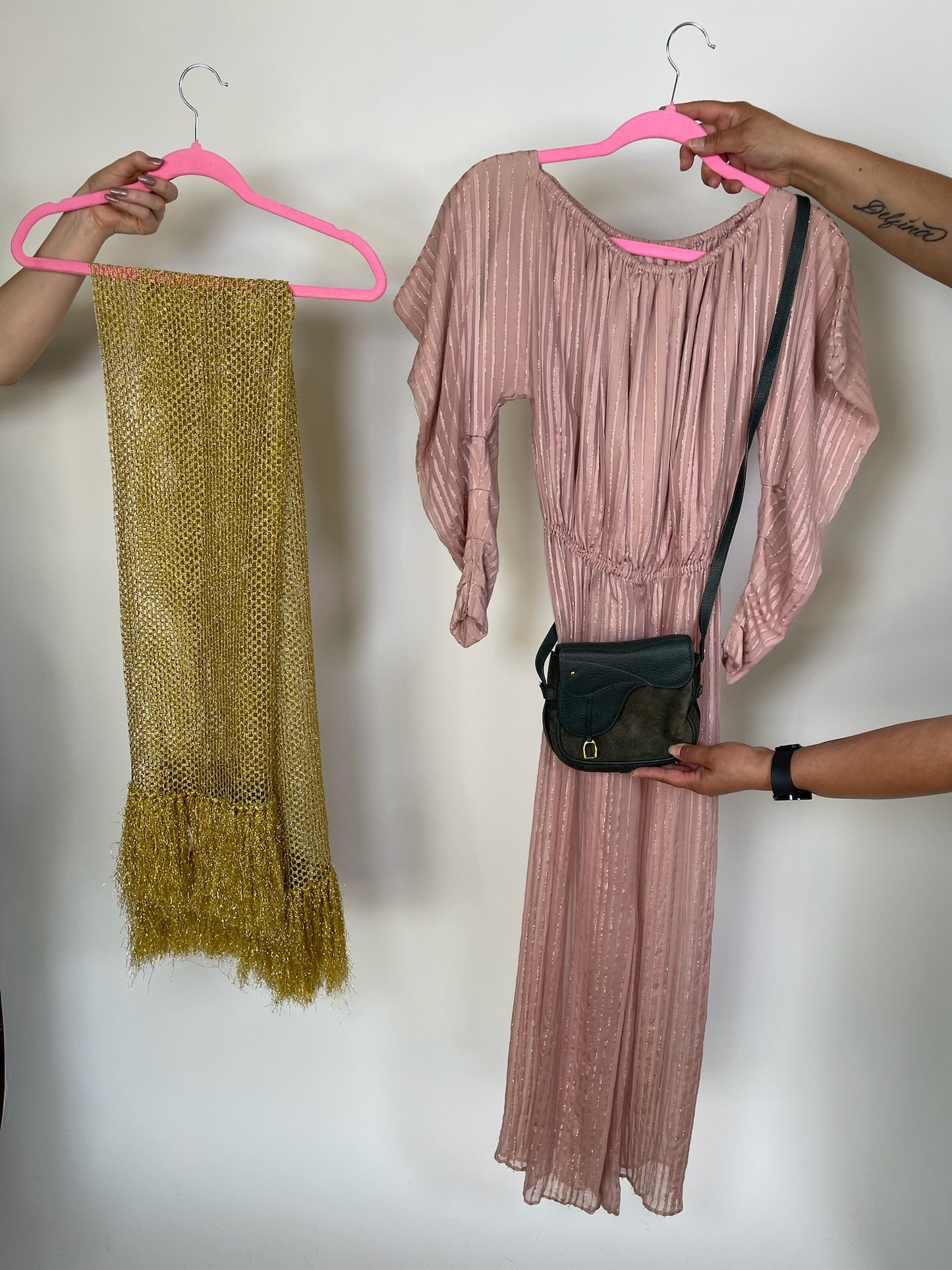 Vintage 50s 60s Gold Glitter Scarf Wrap