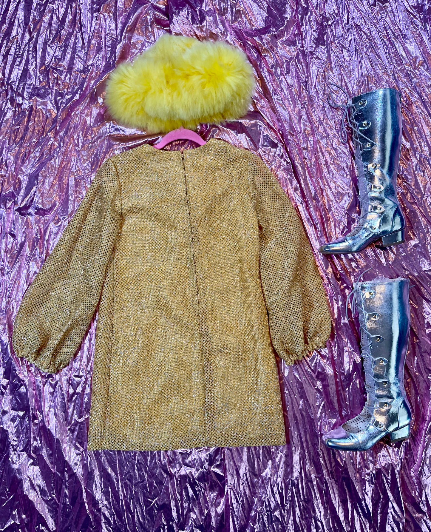 Vintage 60s "Union Ladies Wear" Gold Glittery Dress - Best Fits Size XS-M