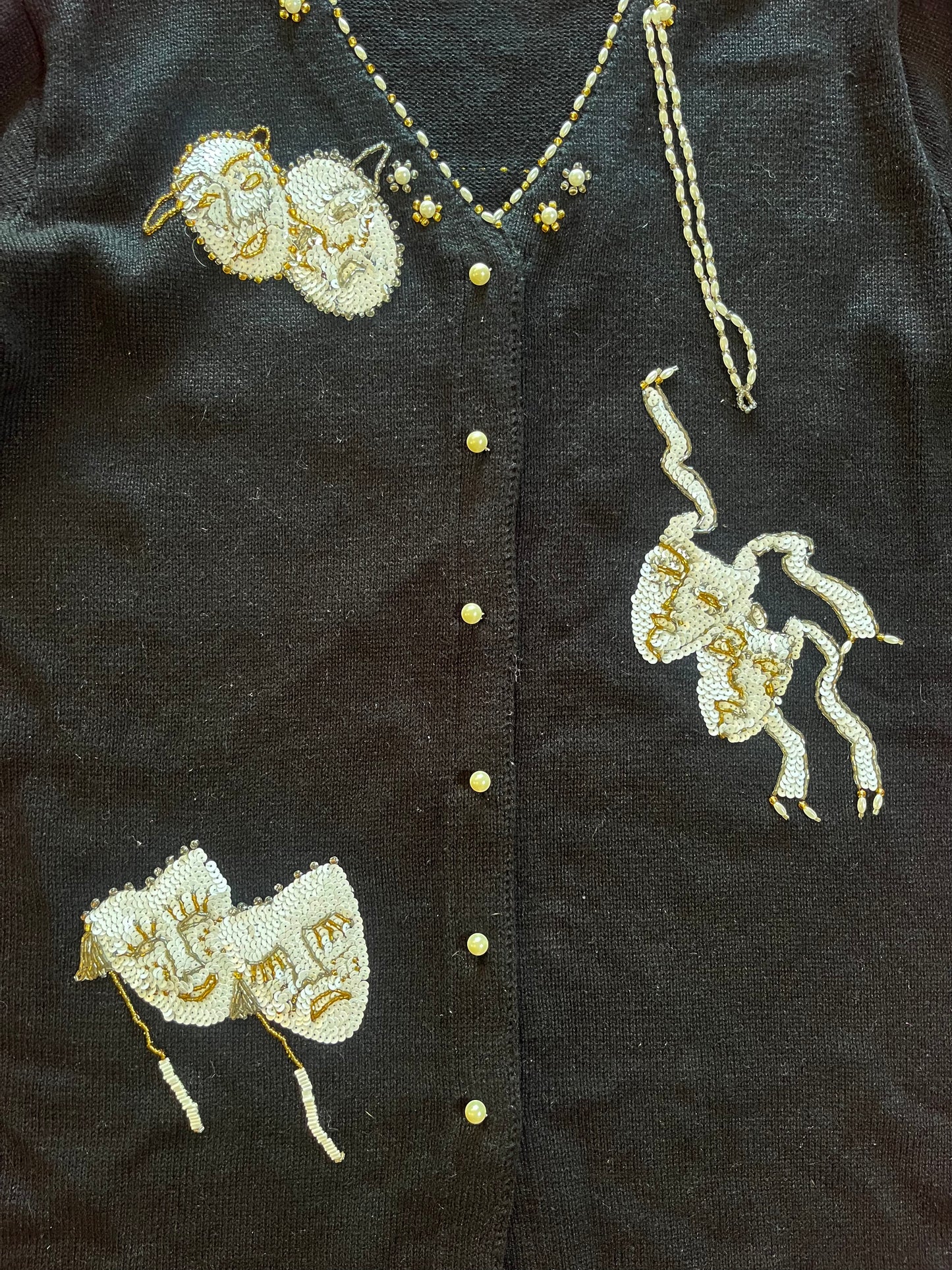Vintage 90s "Story Book Knits" Theater Night Novelty Cardigan - Fits Most Sizes