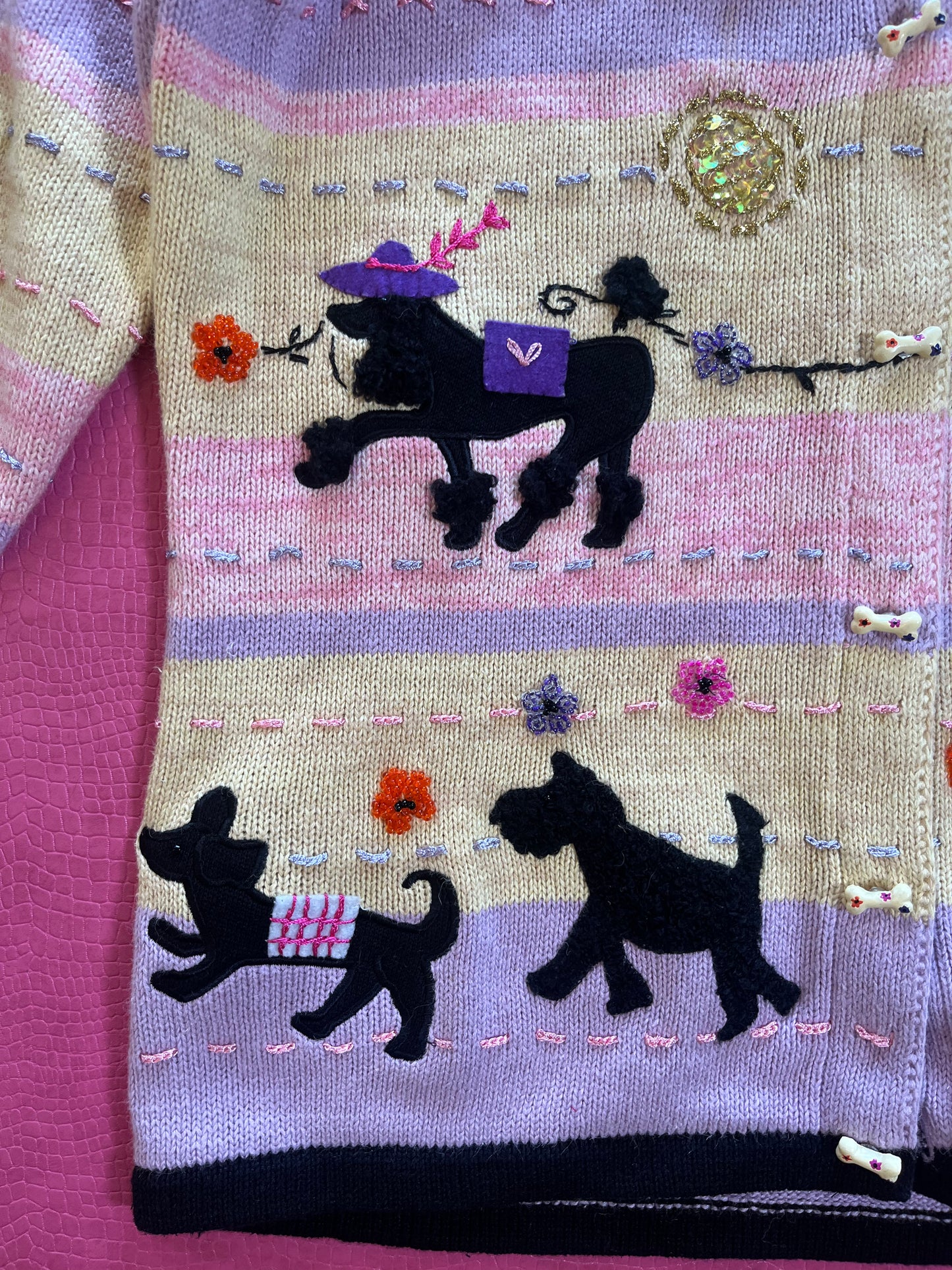 Vintage 90s "Story Book Knits" Stylish Pups Cardigan - Fits Most Sizes