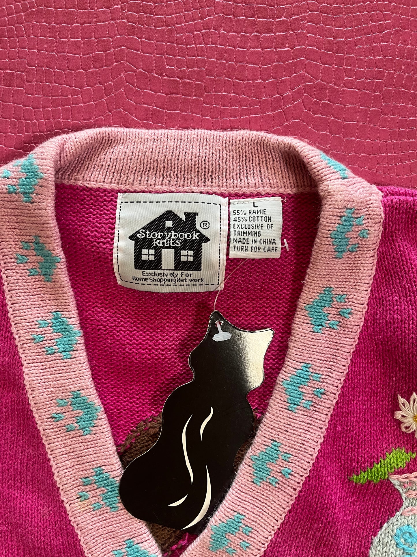 DEAD STOCK Vintage 90s "Story Book Knits" Cats Playing Cardigan - Fits Most Sizes